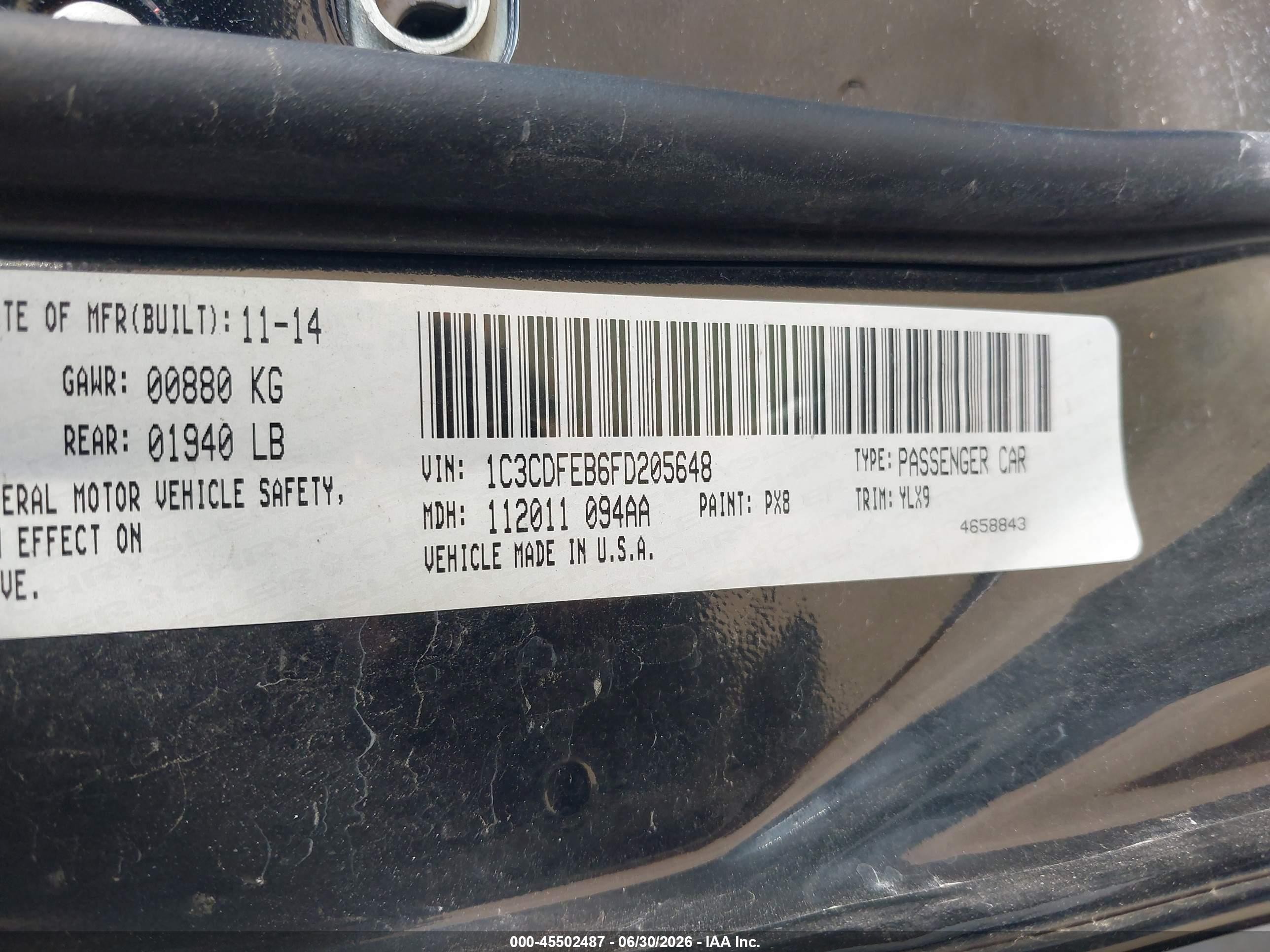 2015 Dodge Dart Gt Black vin: 1C3CDFEB6FD205648