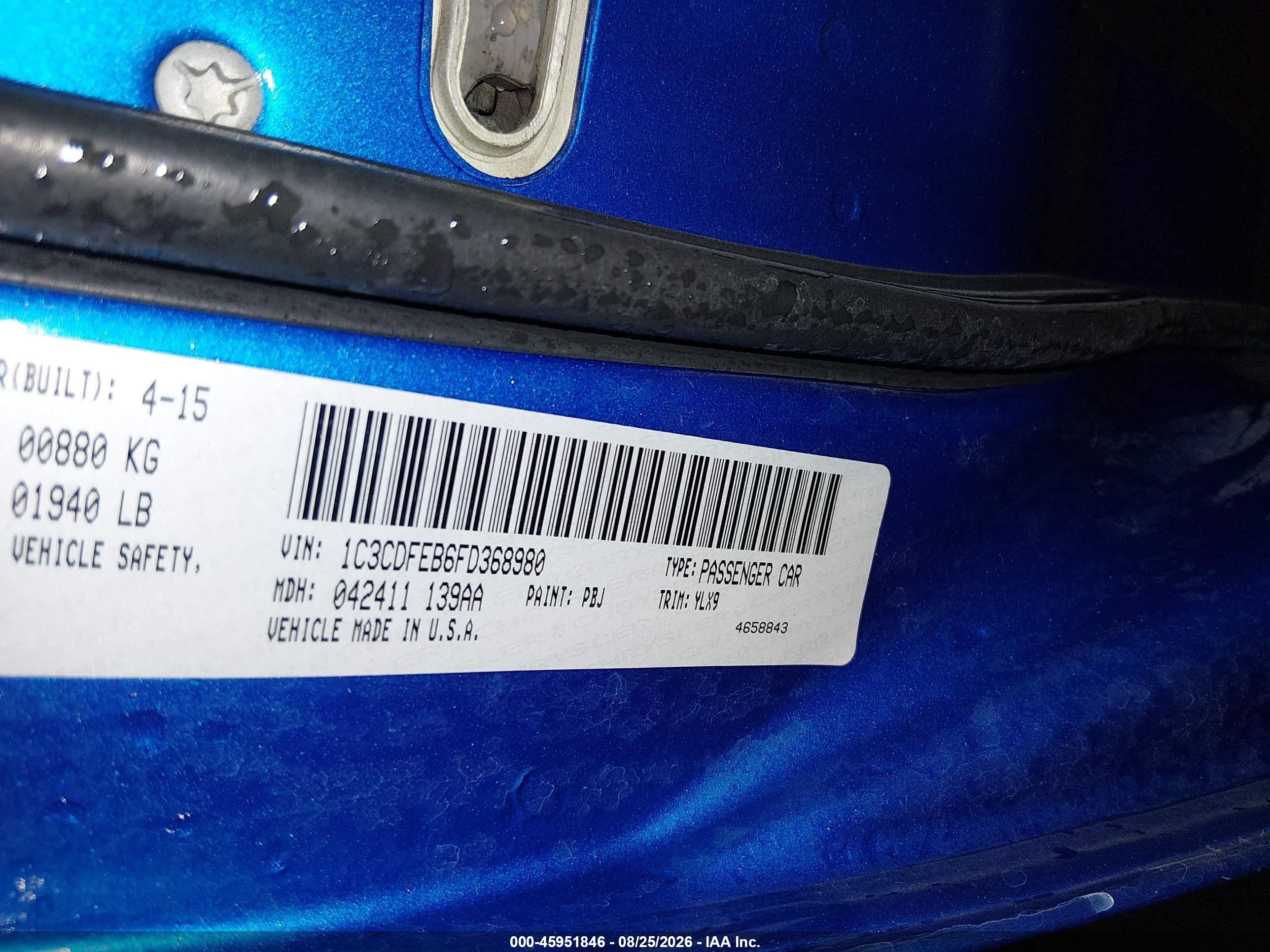 2015 Dodge Dart Gt Blue vin: 1C3CDFEB6FD368980
