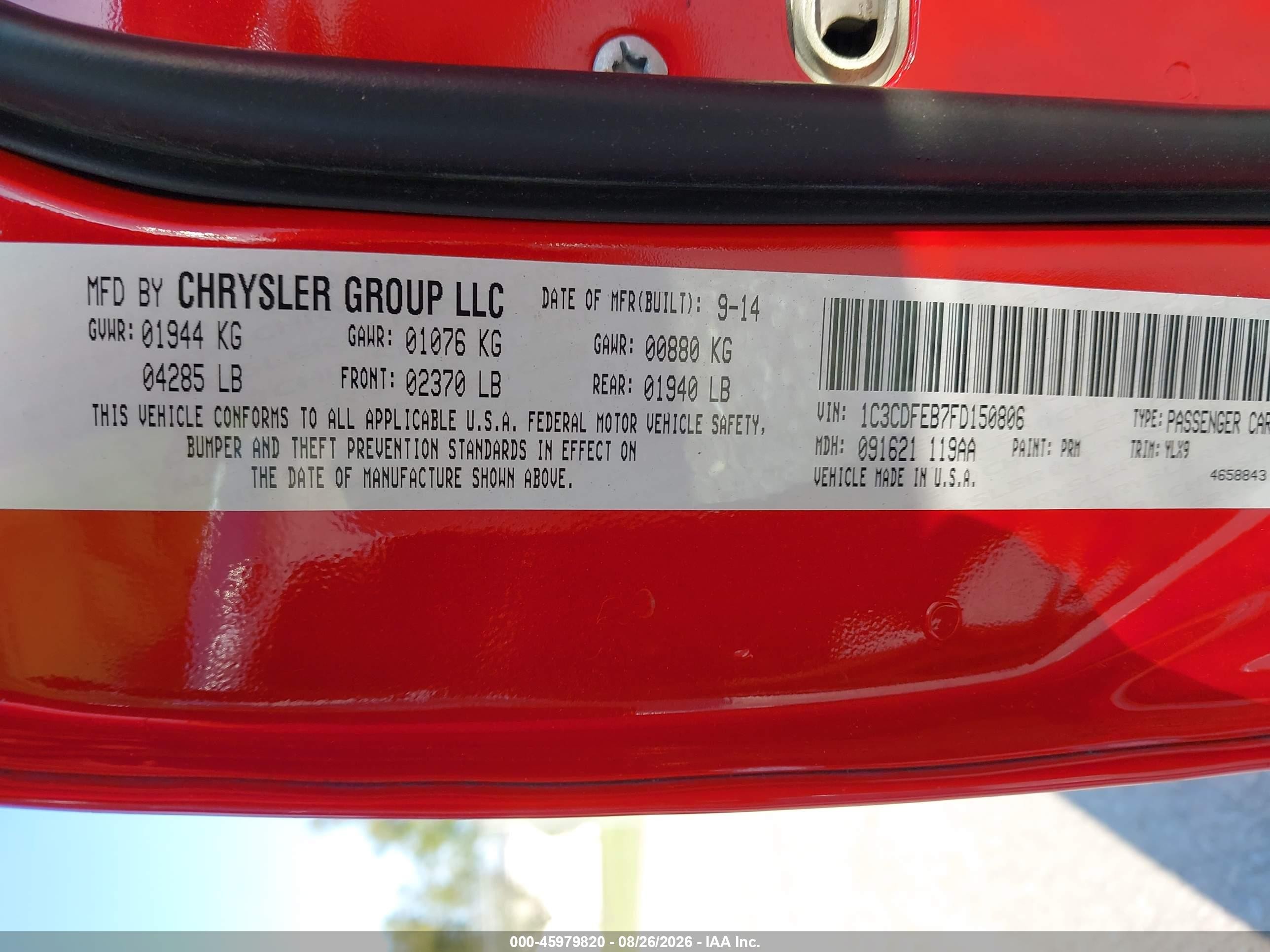 2015 Dodge Dart Gt Red vin: 1C3CDFEB7FD150806