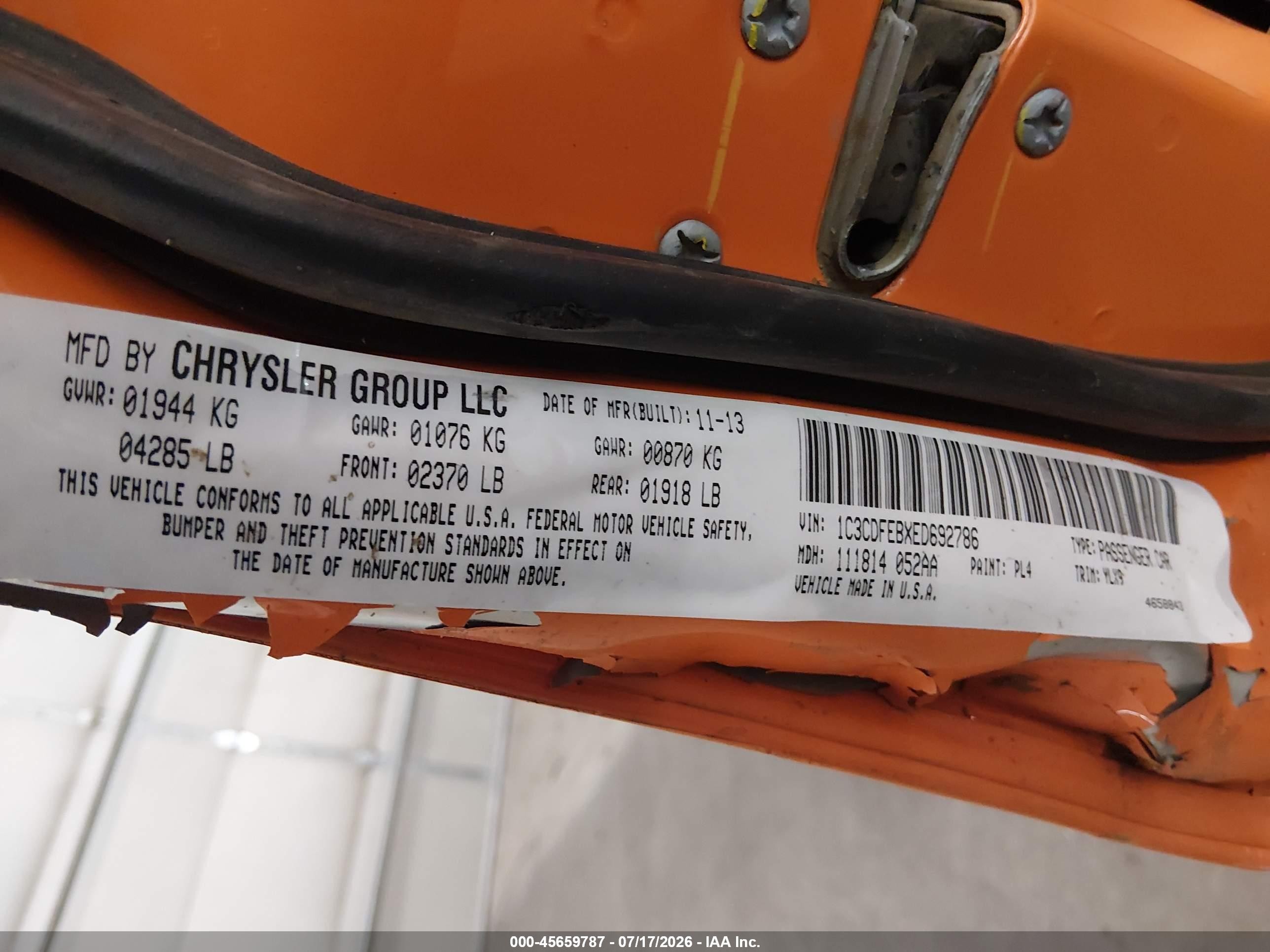 2014 Dodge Dart Gt Orange vin: 1C3CDFEBXED692786
