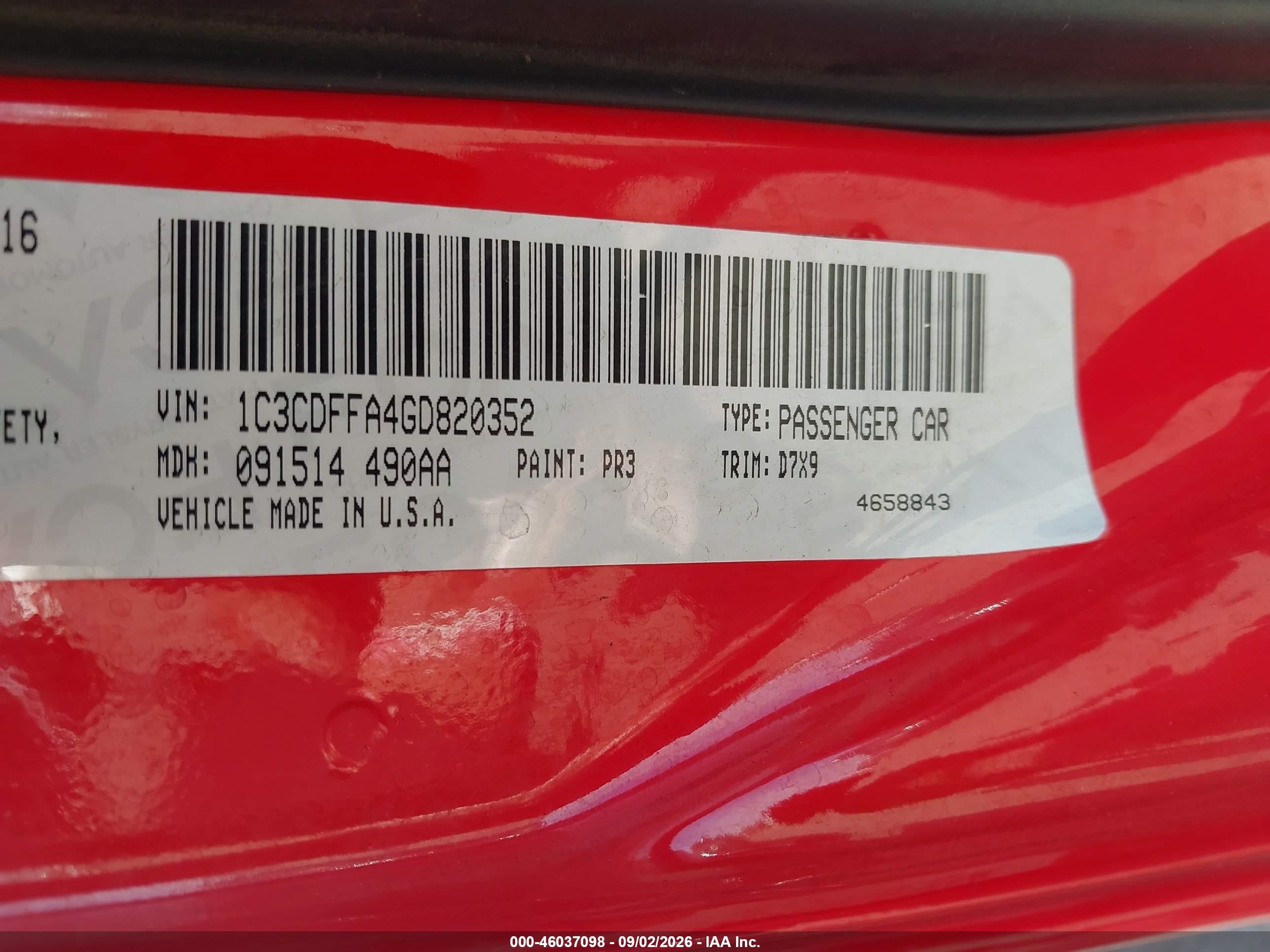 2016 Dodge Dart Sxt Sport Red vin: 1C3CDFFA4GD820352