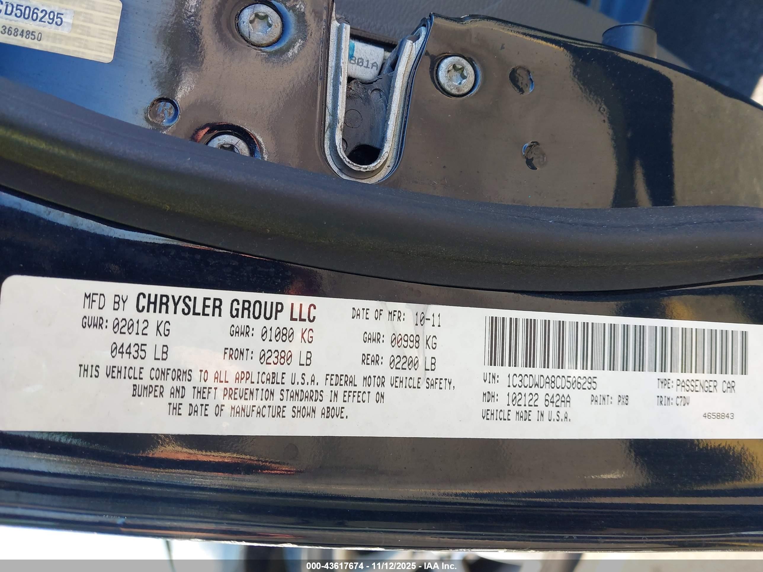 2012 Dodge Caliber Sxt Black vin: 1C3CDWDA8CD506295