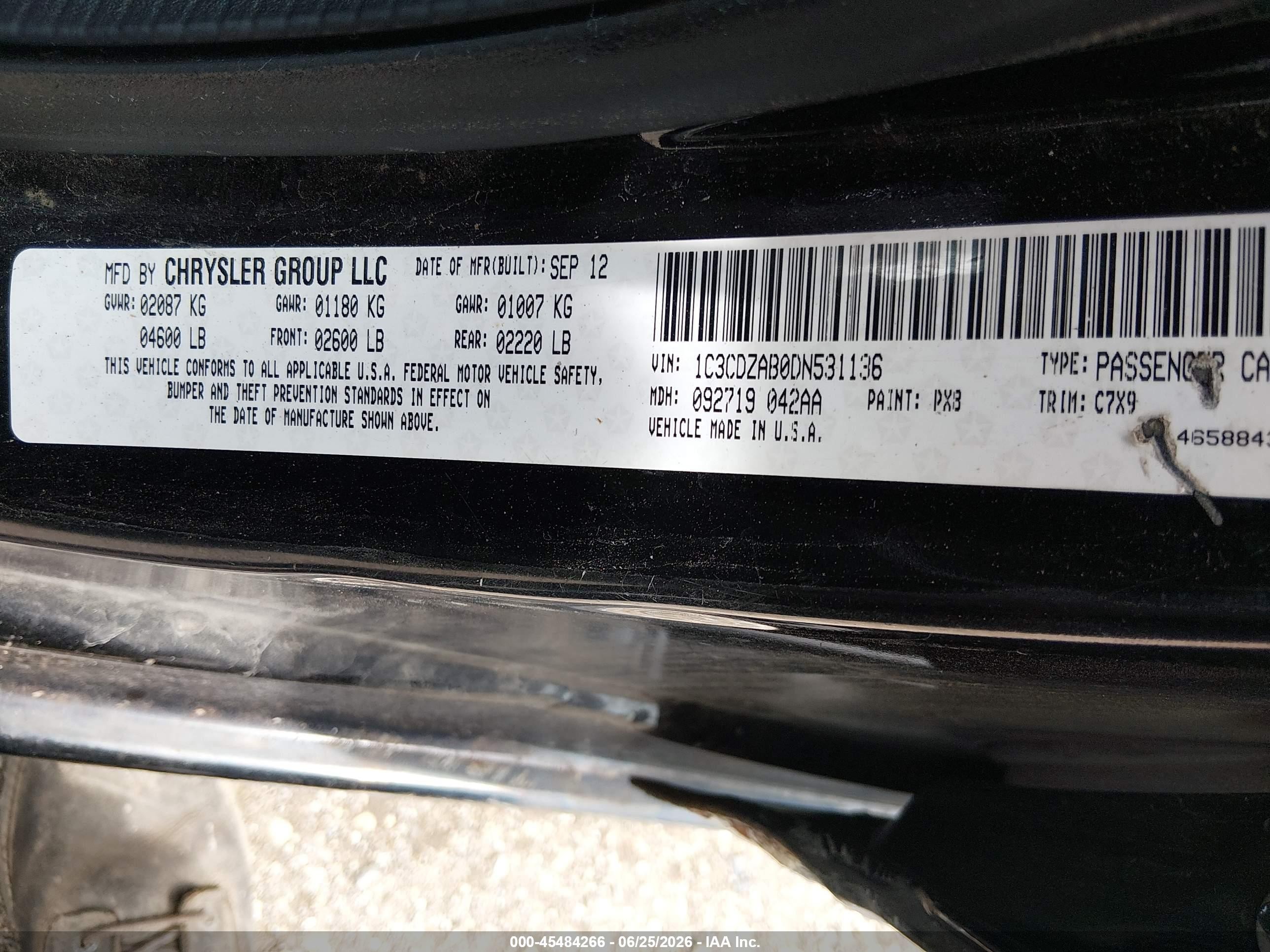 2013 Dodge Avenger Se Black vin: 1C3CDZAB0DN531136