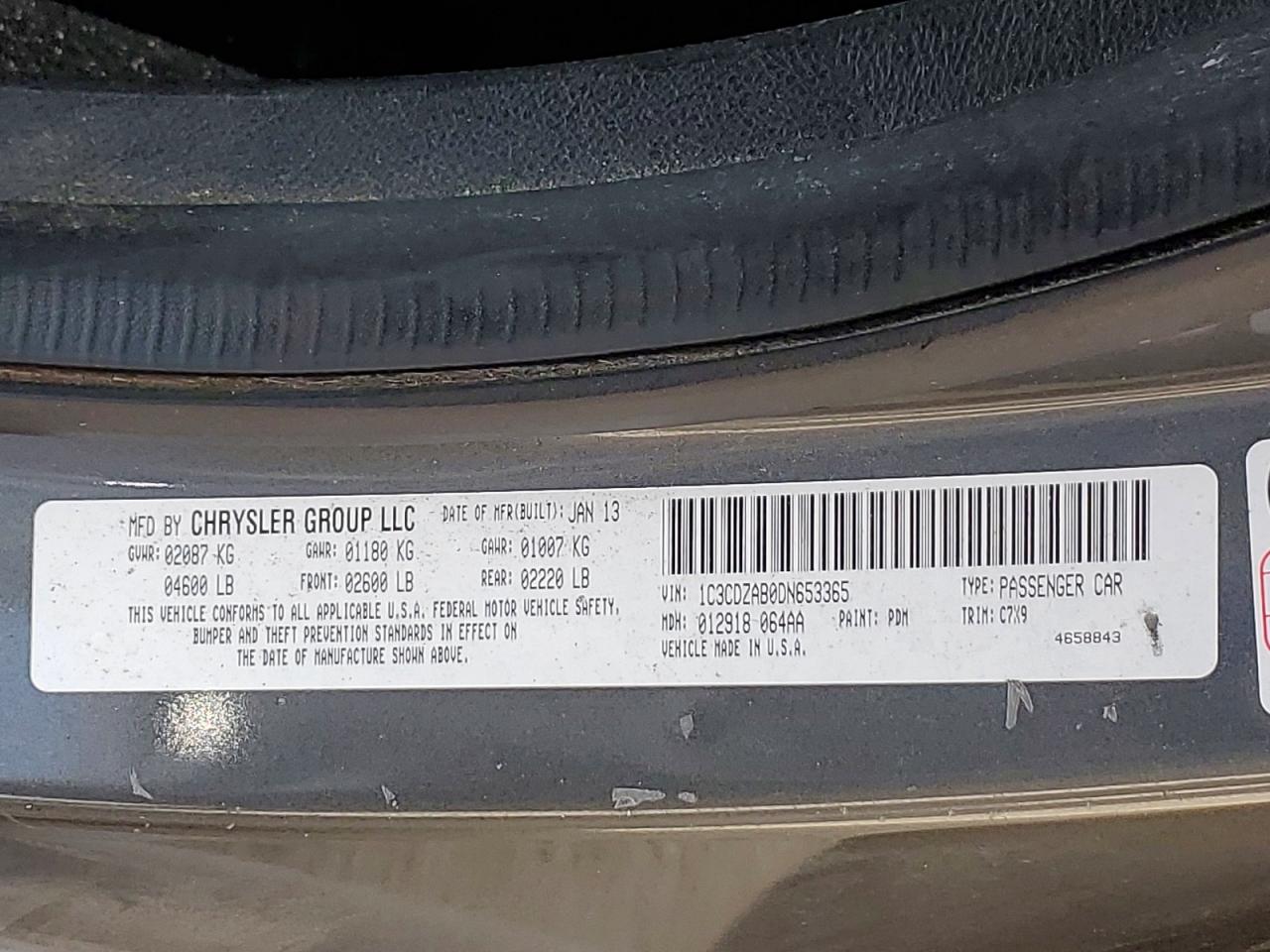 2013 Dodge Avenger Se Gray vin: 1C3CDZAB0DN653365