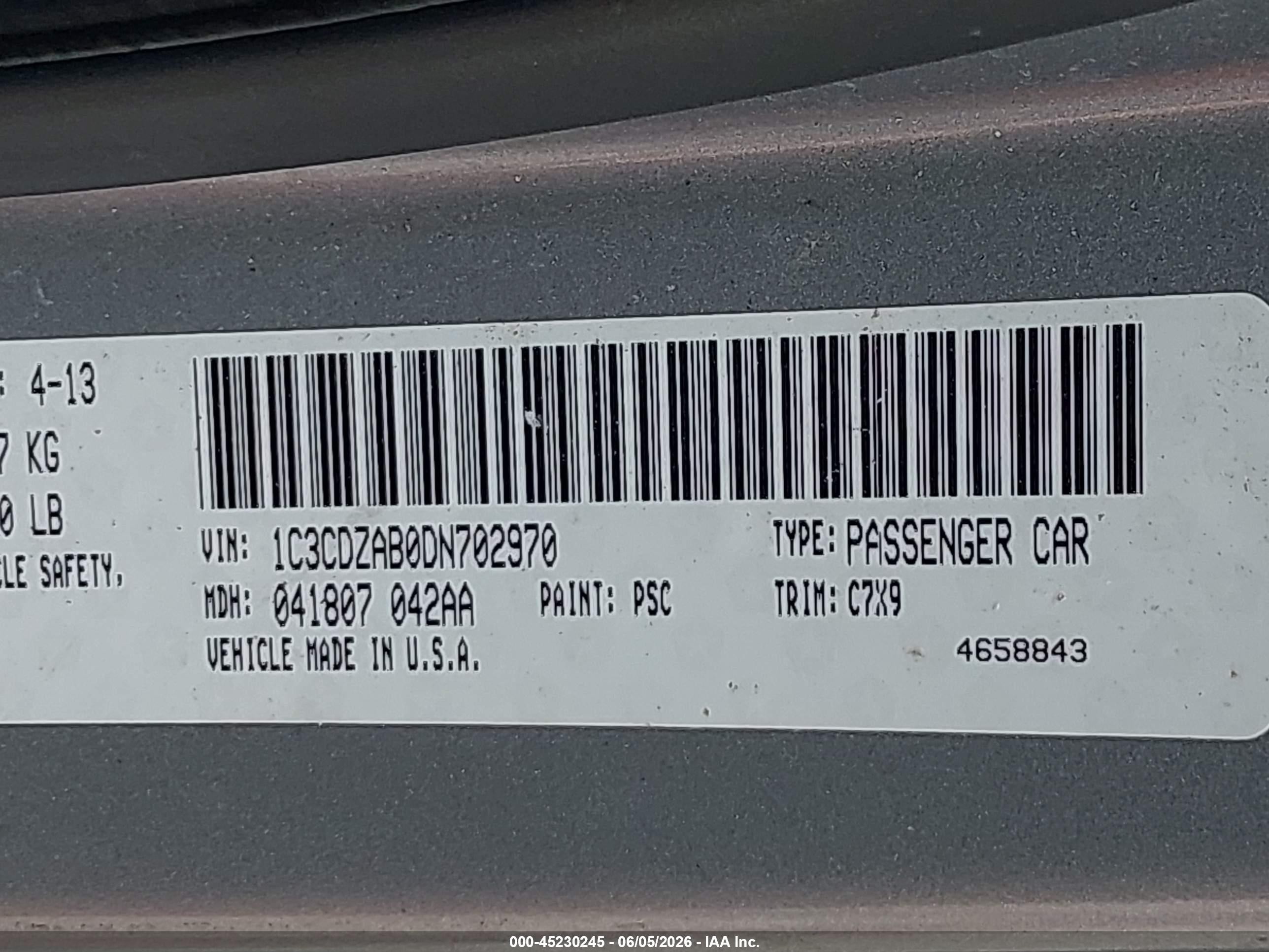 2013 Dodge Avenger Se Silver vin: 1C3CDZAB0DN702970