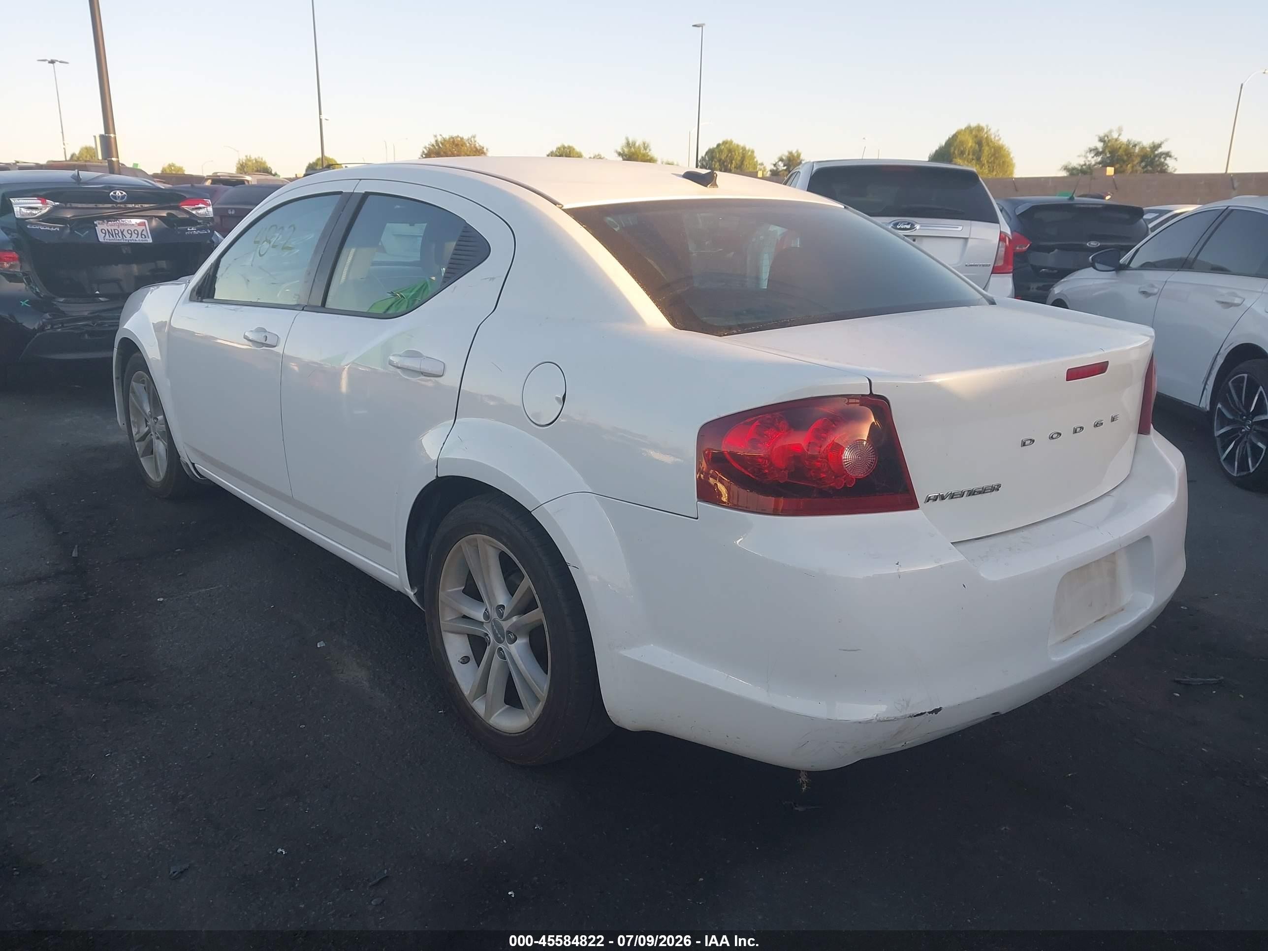 2013 Dodge Avenger Se White vin: 1C3CDZAB0DN729733
