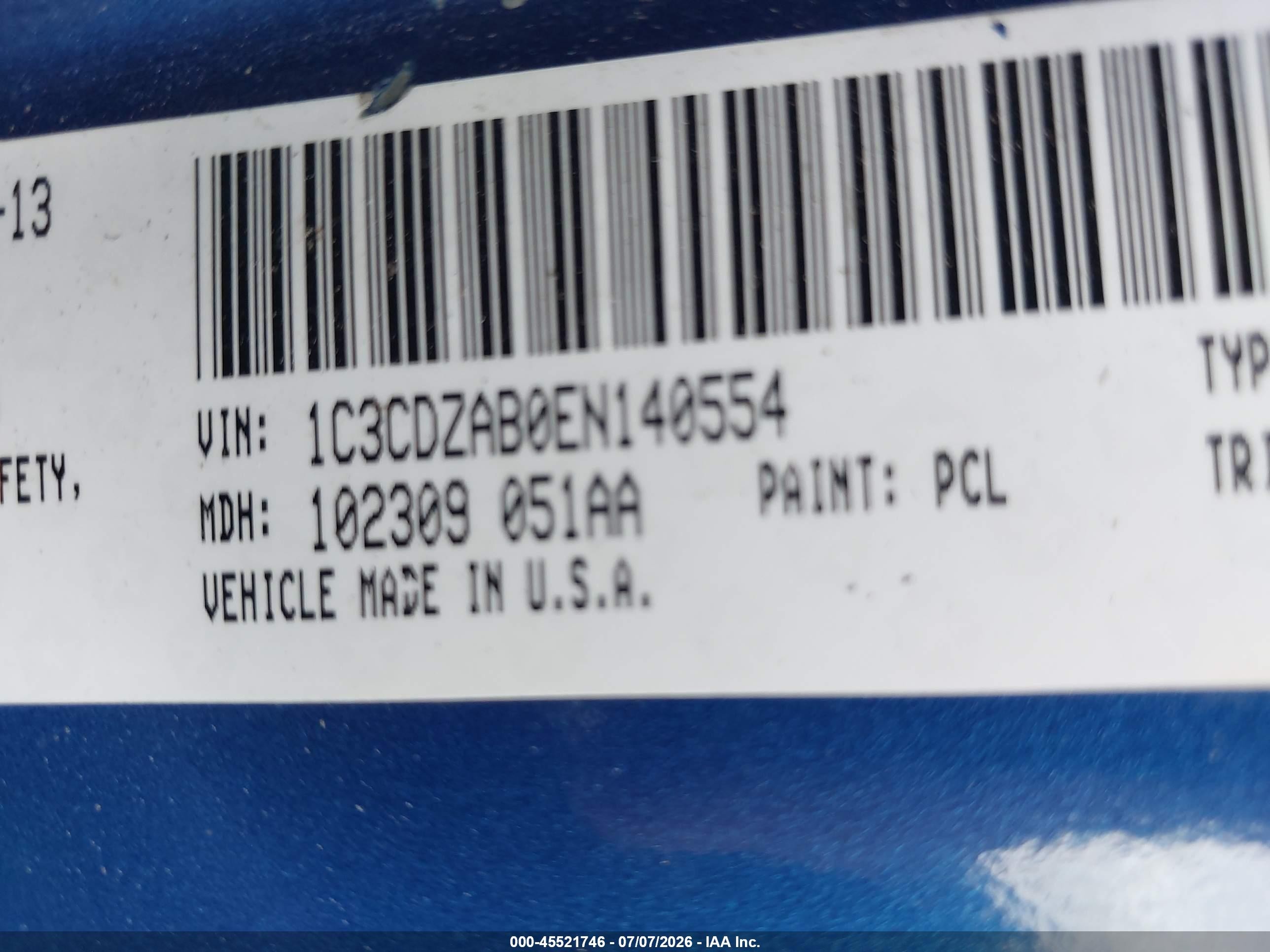 2014 Dodge Avenger Se Blue vin: 1C3CDZAB0EN140554