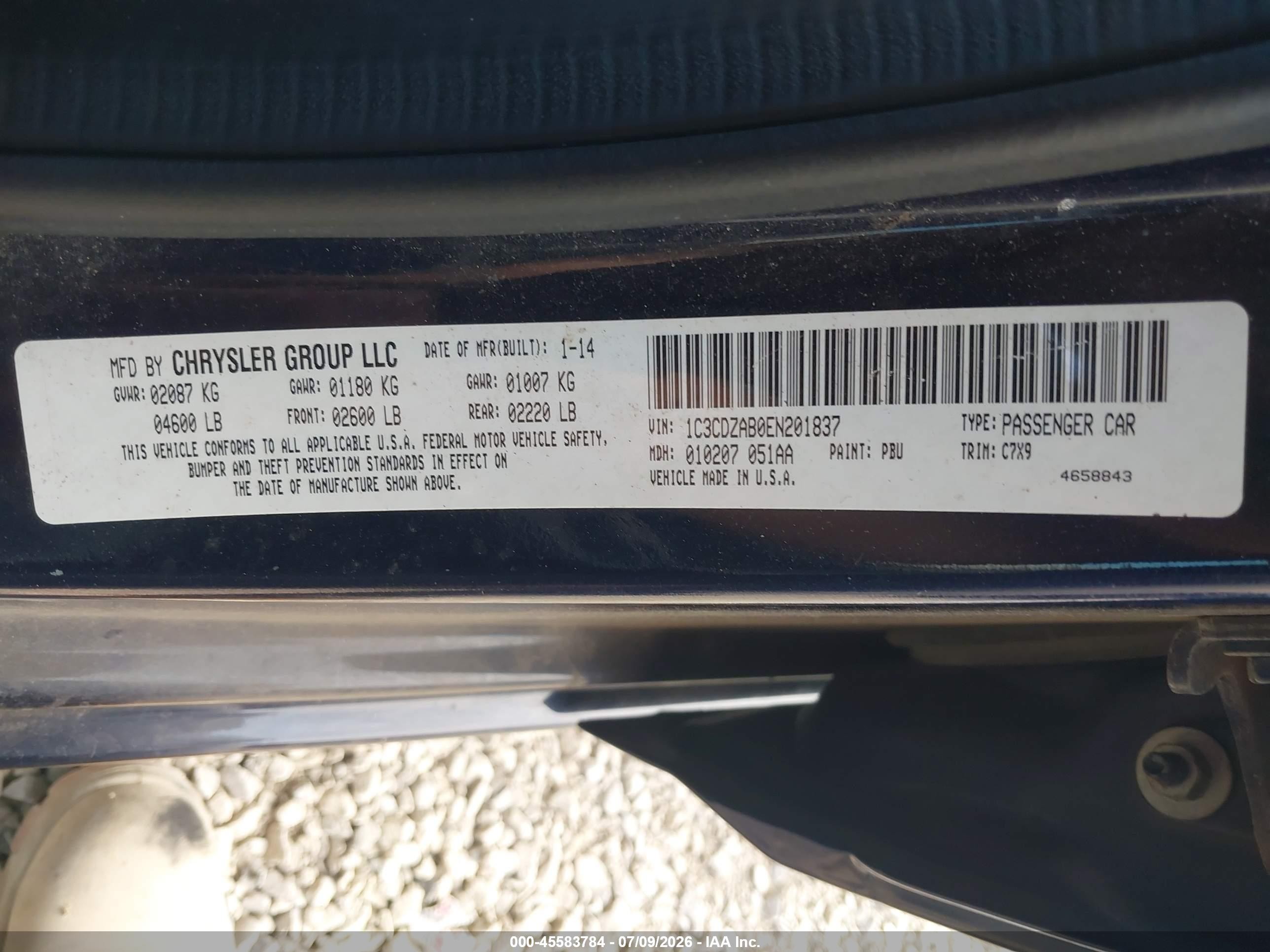 2014 Dodge Avenger Se Blue vin: 1C3CDZAB0EN201837