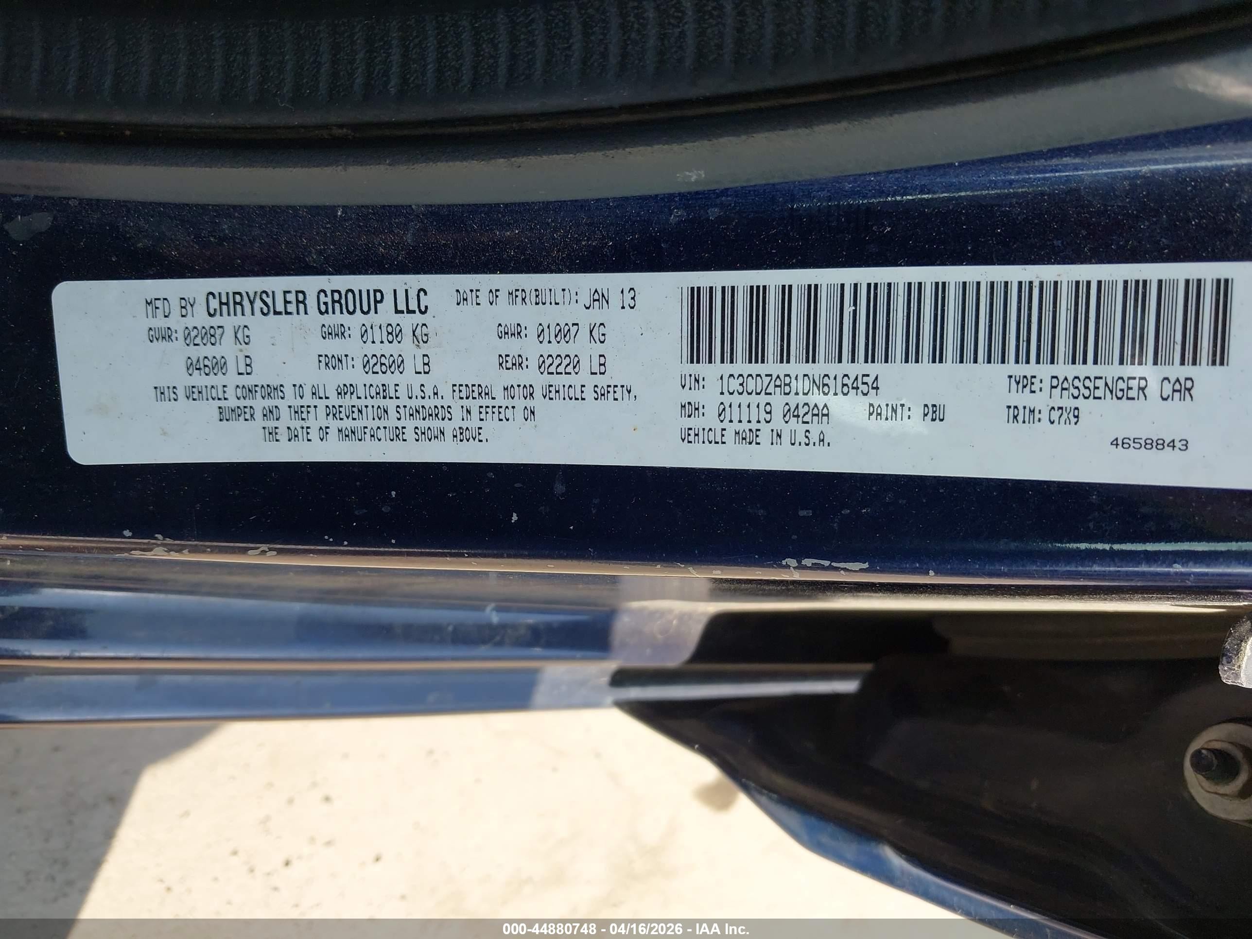 2013 Dodge Avenger Se Blue vin: 1C3CDZAB1DN616454