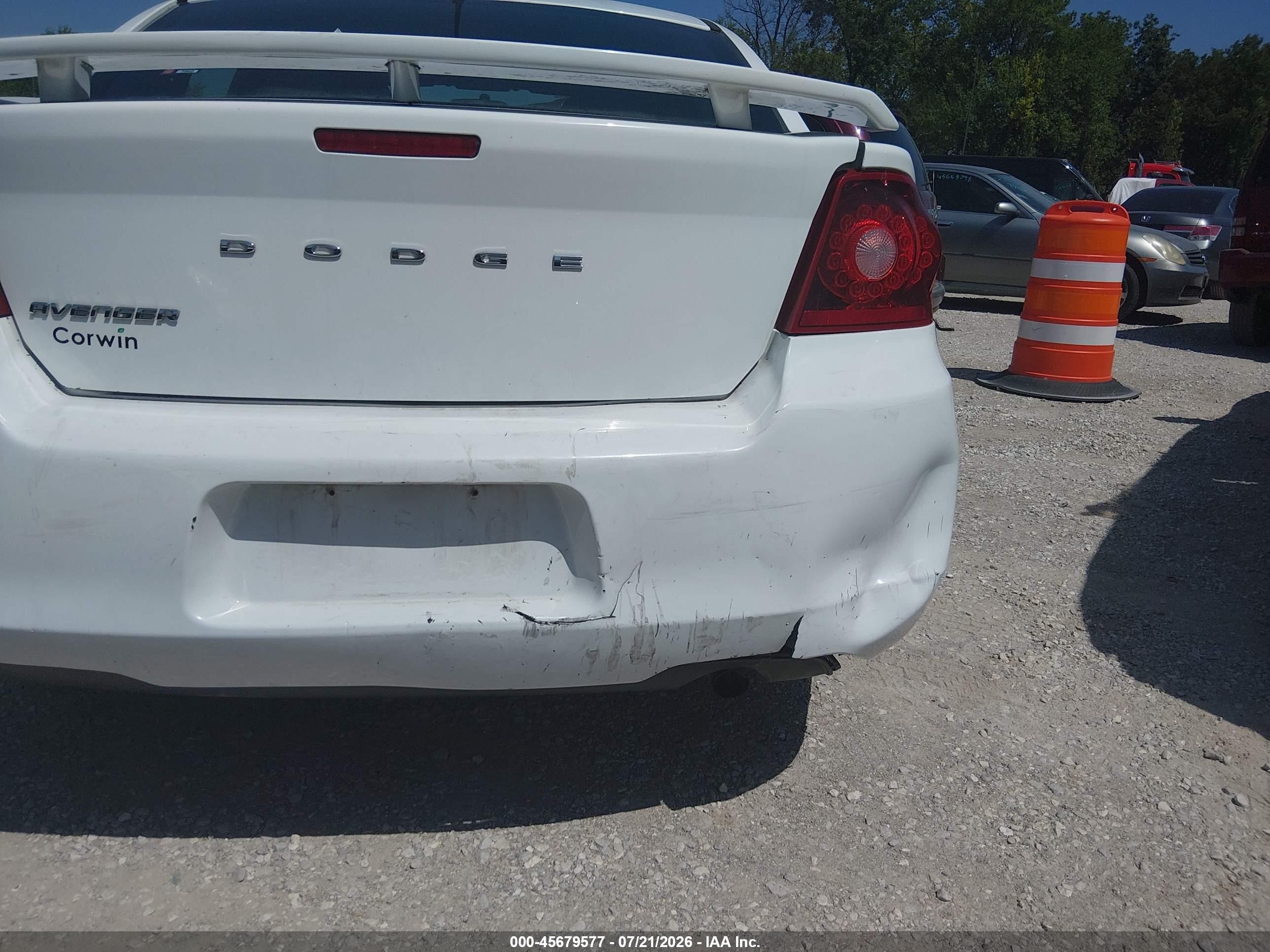 2013 Dodge Avenger Se White vin: 1C3CDZAB1DN627289