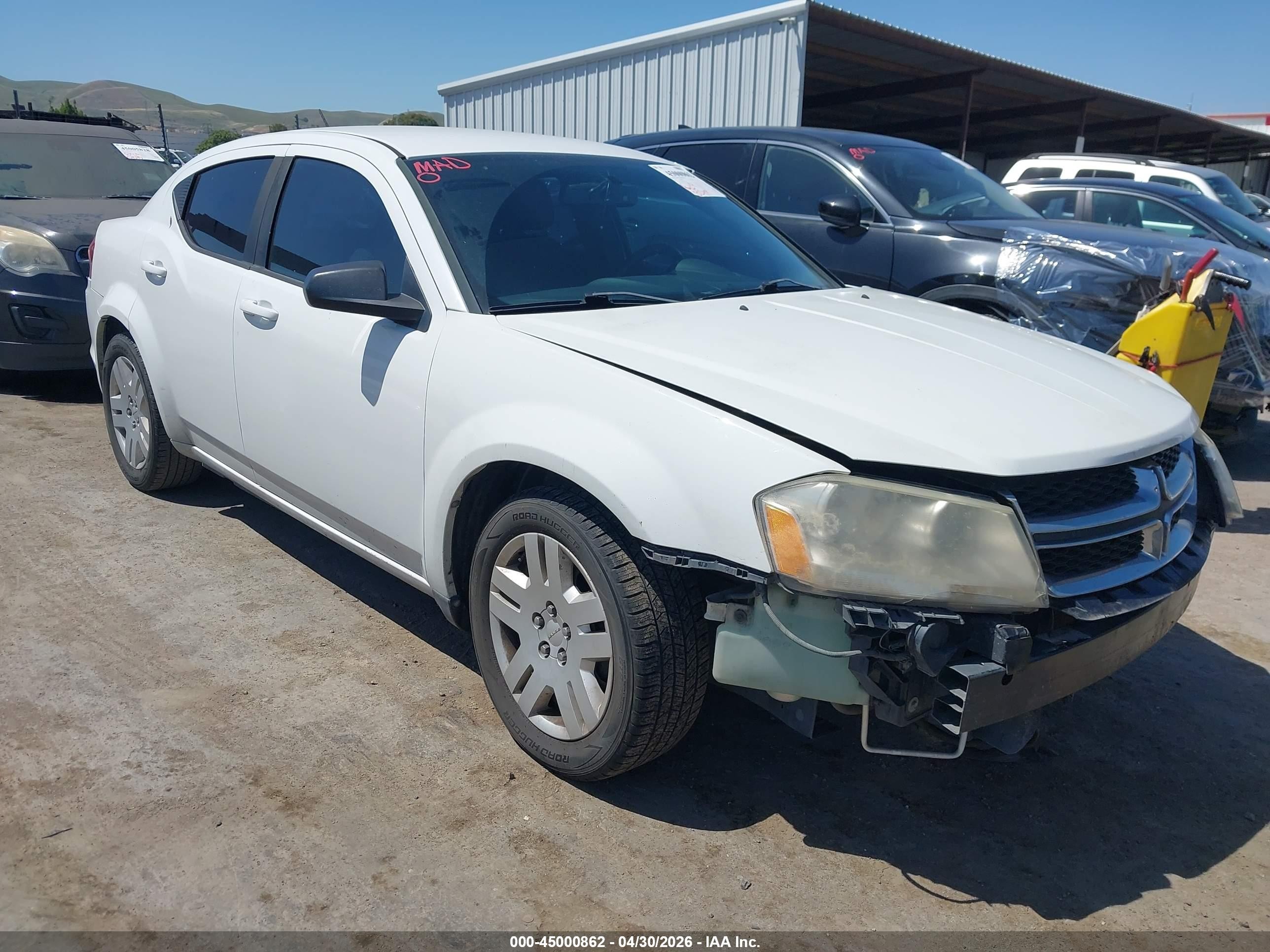 2013 Dodge Avenger Se White vin: 1C3CDZAB1DN653827