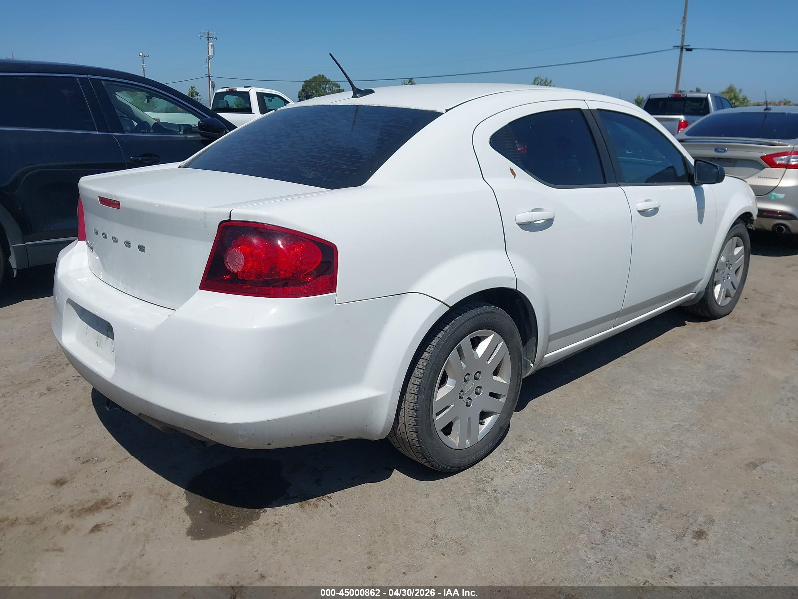 2013 Dodge Avenger Se White vin: 1C3CDZAB1DN653827