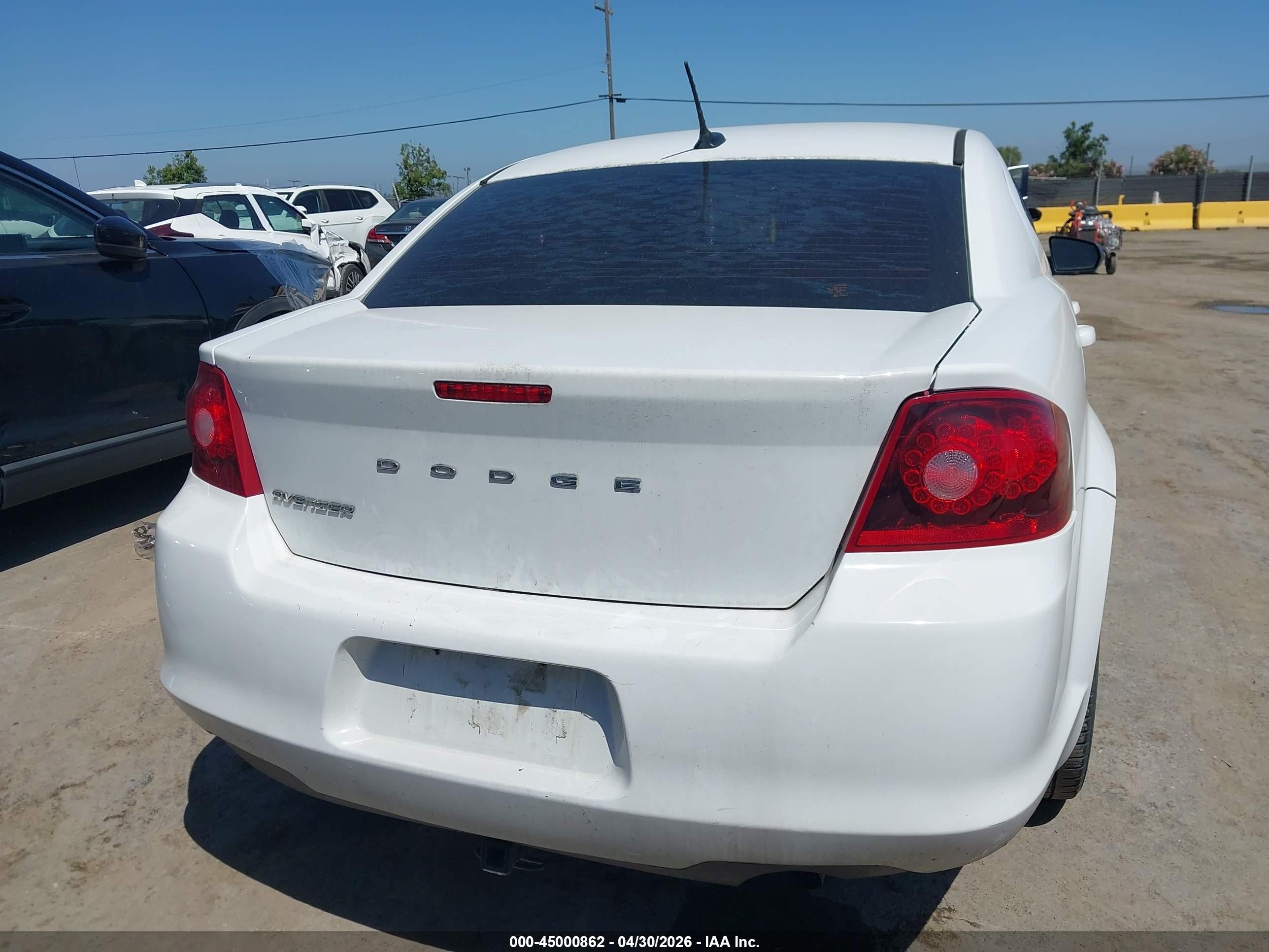 2013 Dodge Avenger Se White vin: 1C3CDZAB1DN653827