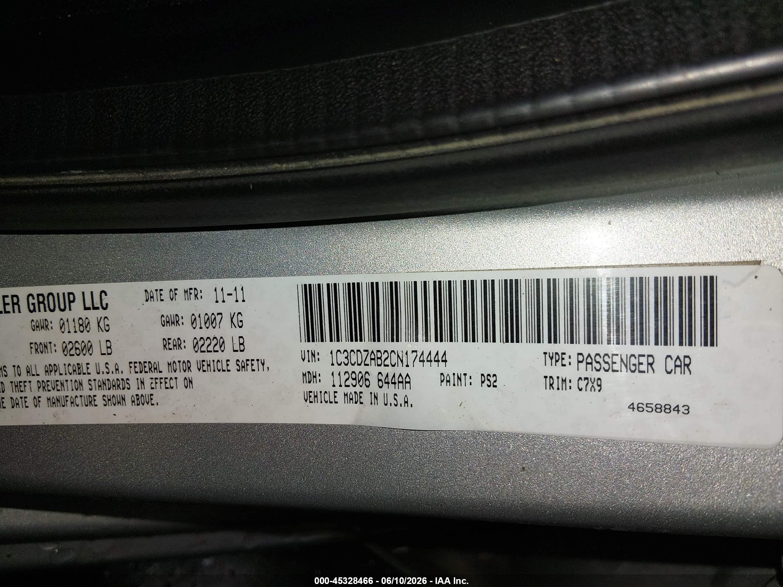 2012 Dodge Avenger Se Gray vin: 1C3CDZAB2CN174444