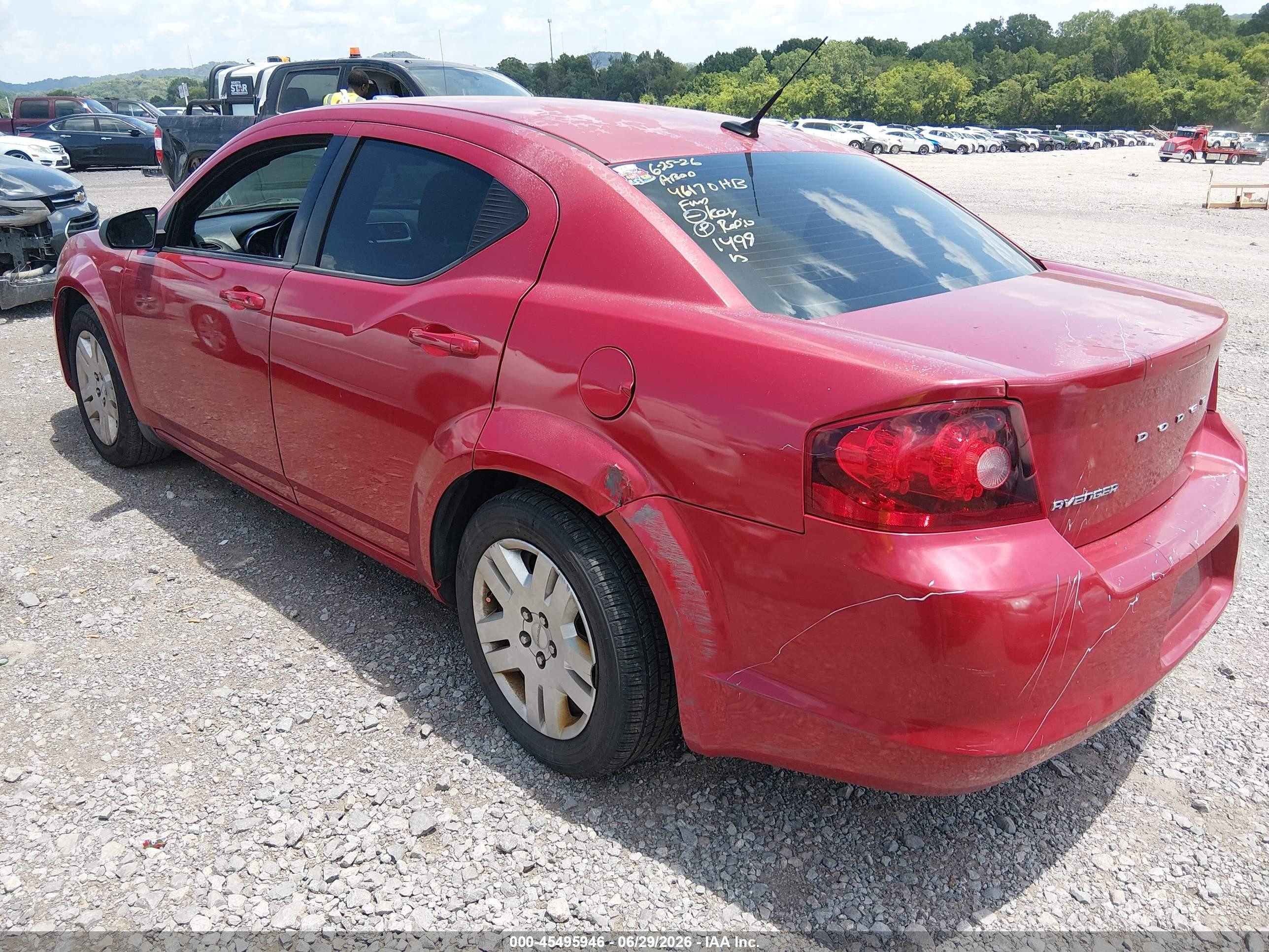 2012 Dodge Avenger Se Red vin: 1C3CDZAB2CN331499