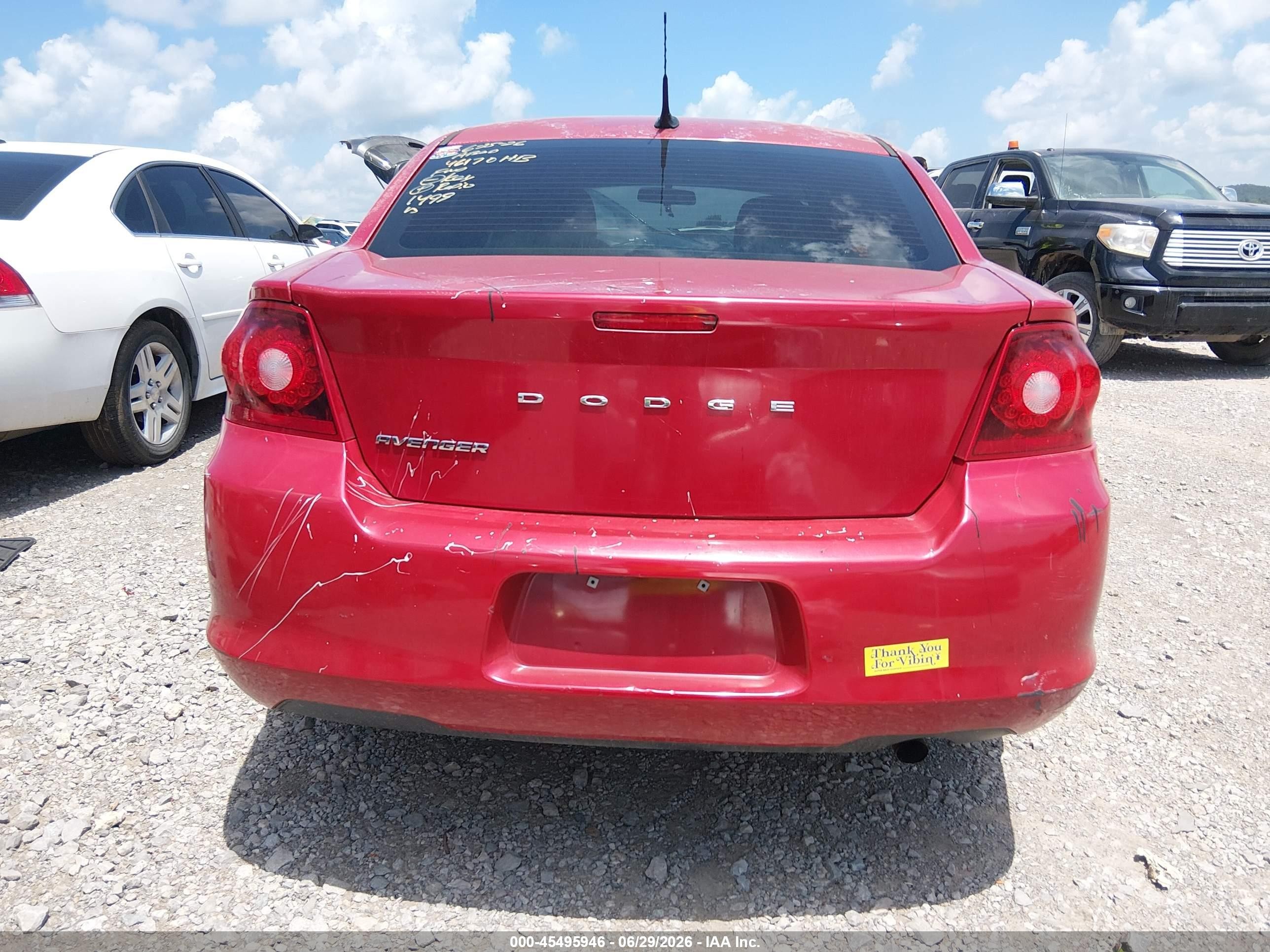 2012 Dodge Avenger Se Red vin: 1C3CDZAB2CN331499