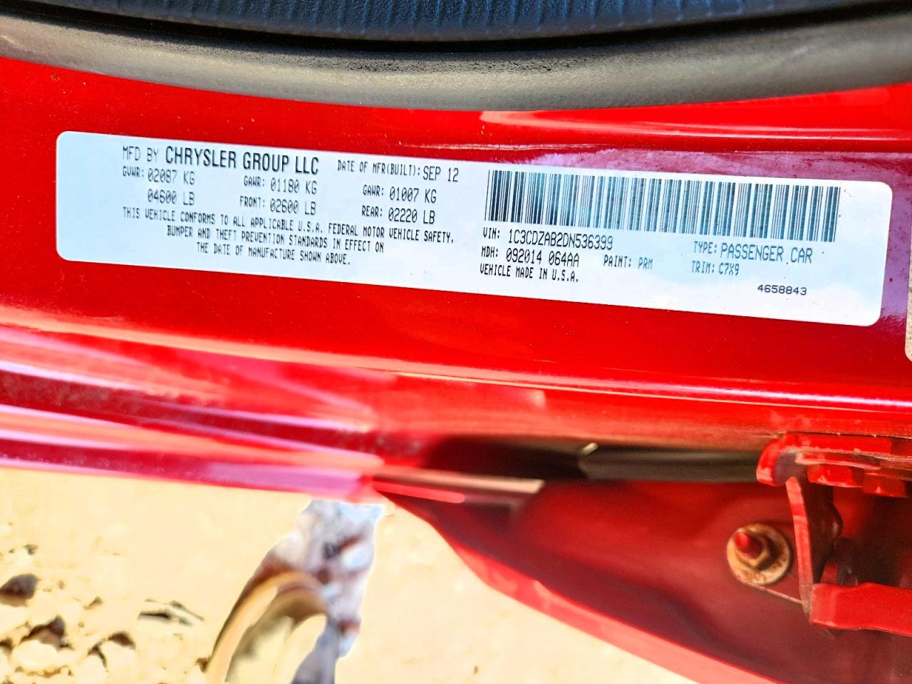 2013 Dodge Avenger Se Red vin: 1C3CDZAB2DN536399