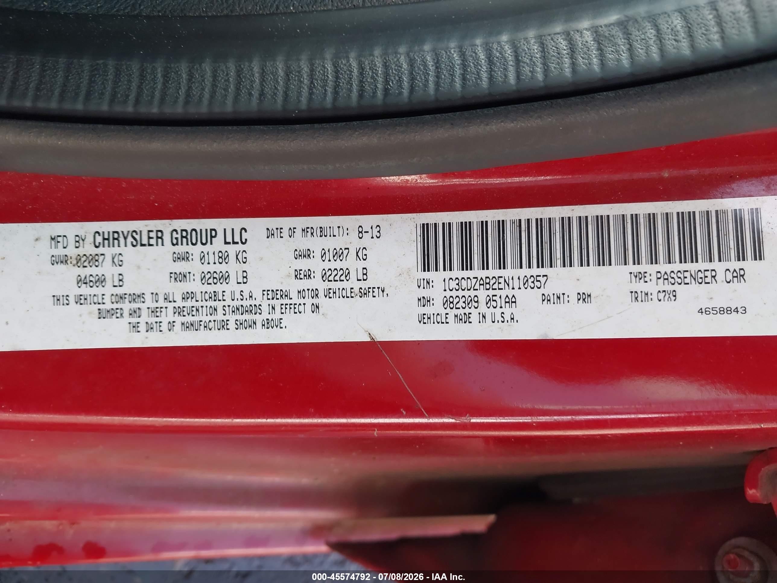 2014 Dodge Avenger Se White vin: 1C3CDZAB2EN110357
