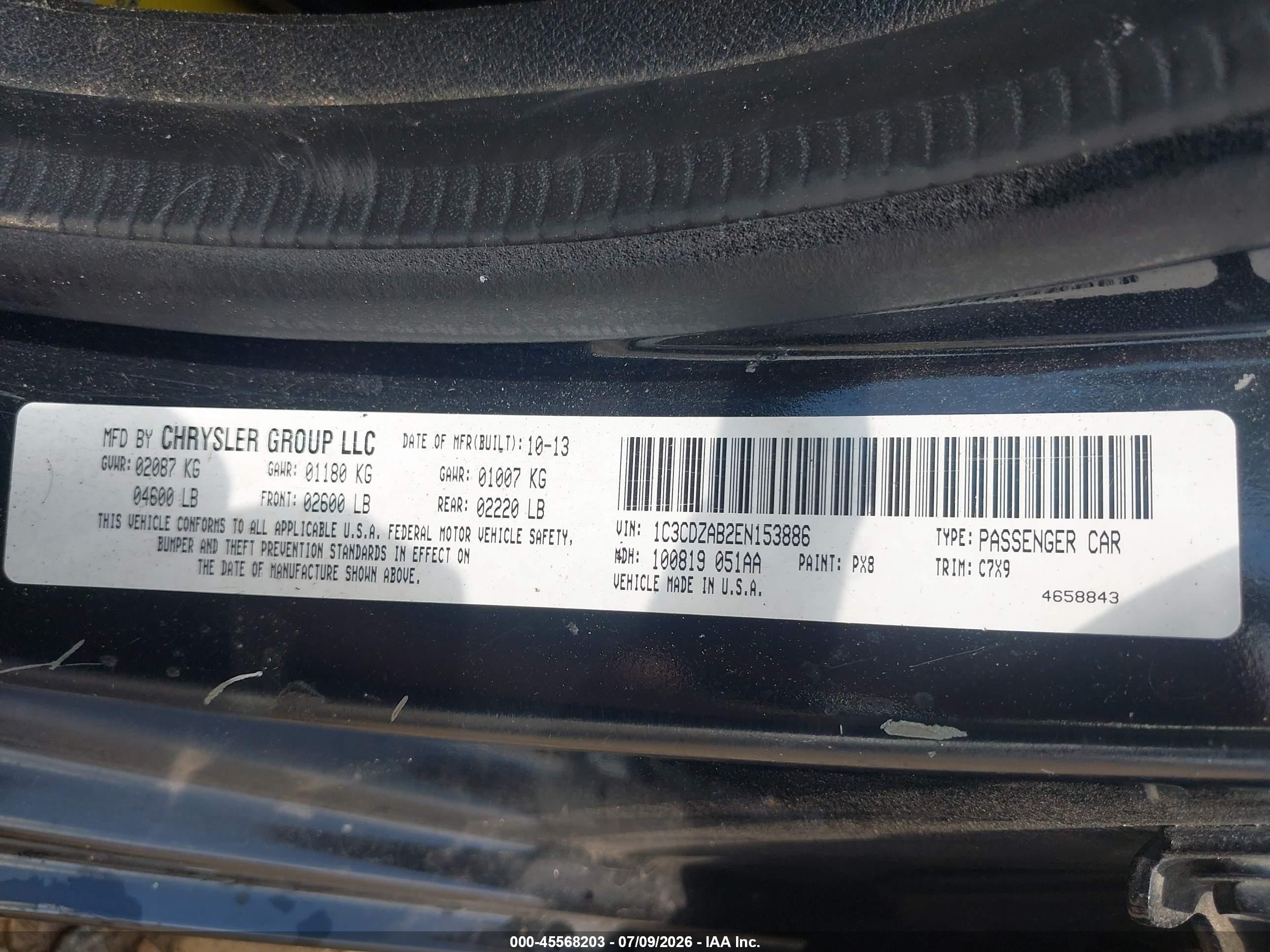 2014 Dodge Avenger Se Black vin: 1C3CDZAB2EN153886