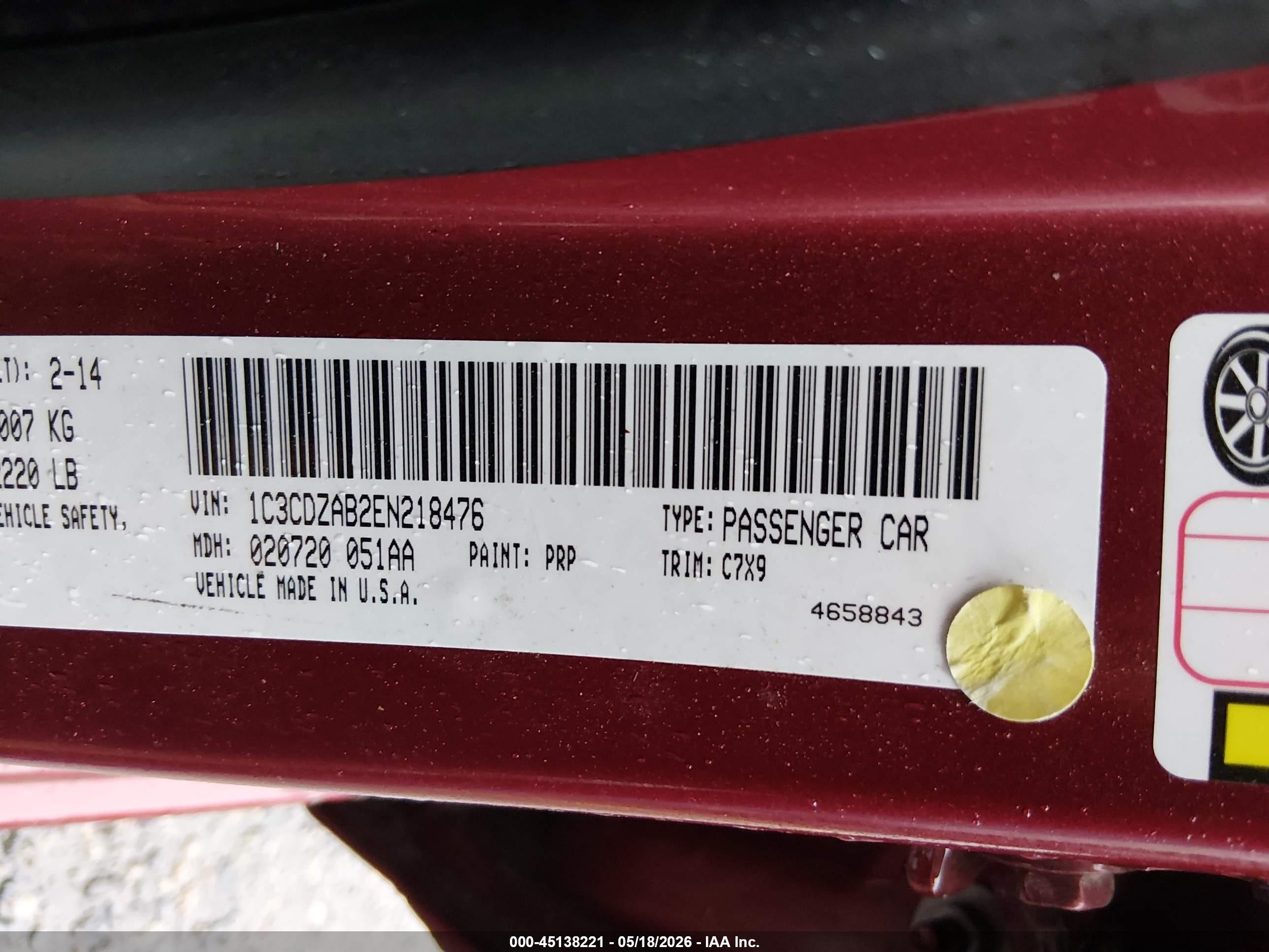 2014 Dodge Avenger Se Фиолетовый vin: 1C3CDZAB2EN218476
