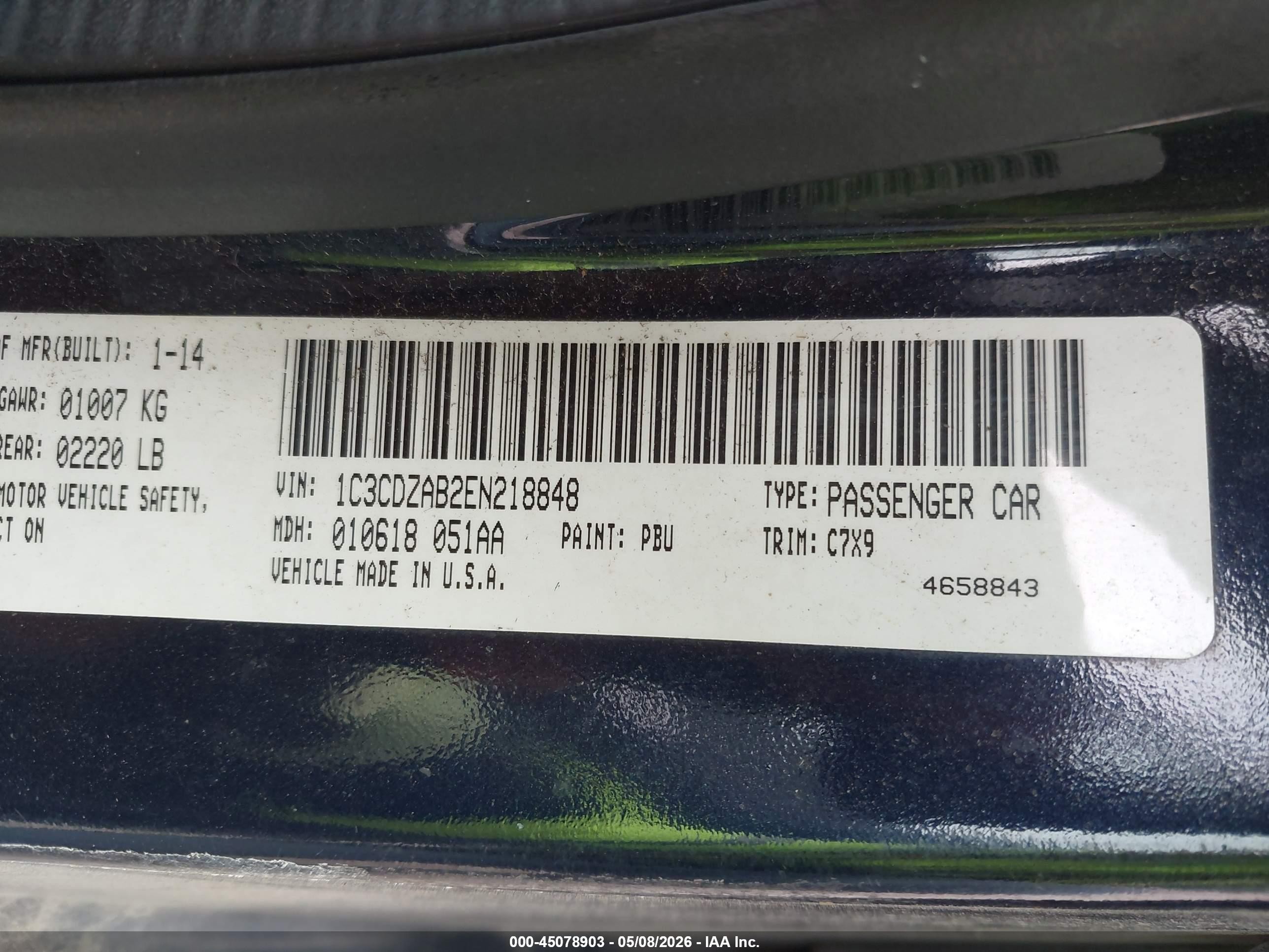 2014 Dodge Avenger Se Синий vin: 1C3CDZAB2EN218848