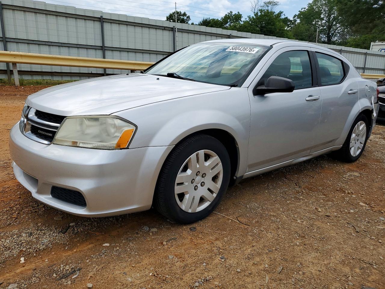 2012 Dodge Avenger Se Silver vin: 1C3CDZAB3CN102507