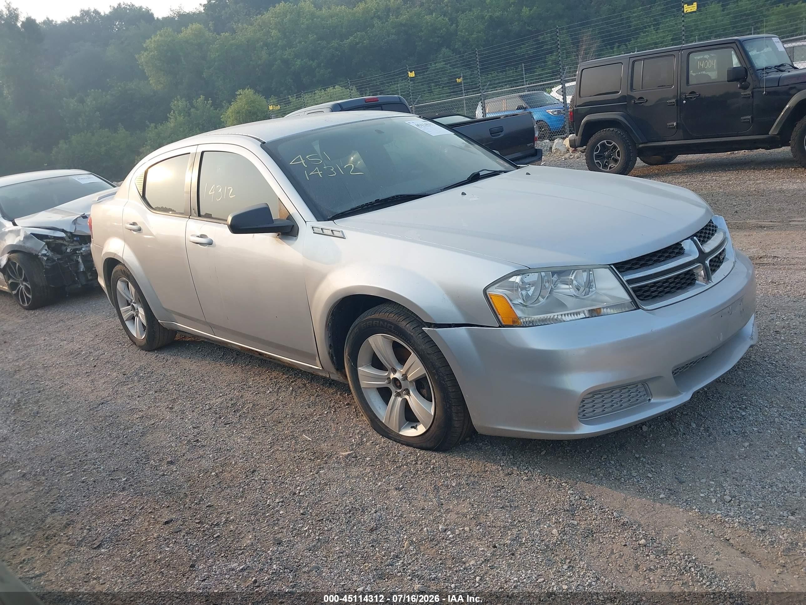 2012 Dodge Avenger Se Silver vin: 1C3CDZAB3CN126239