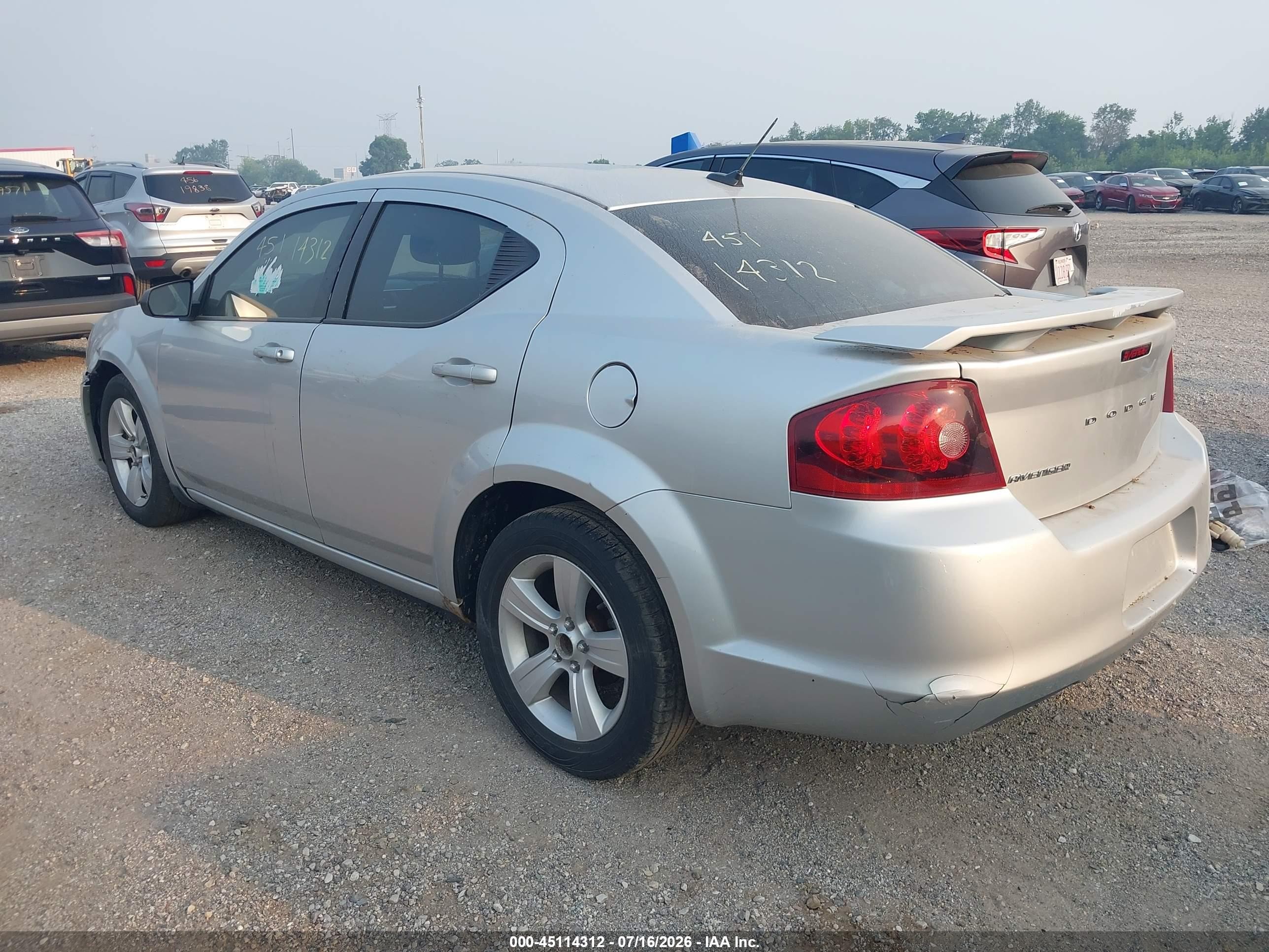 2012 Dodge Avenger Se Silver vin: 1C3CDZAB3CN126239
