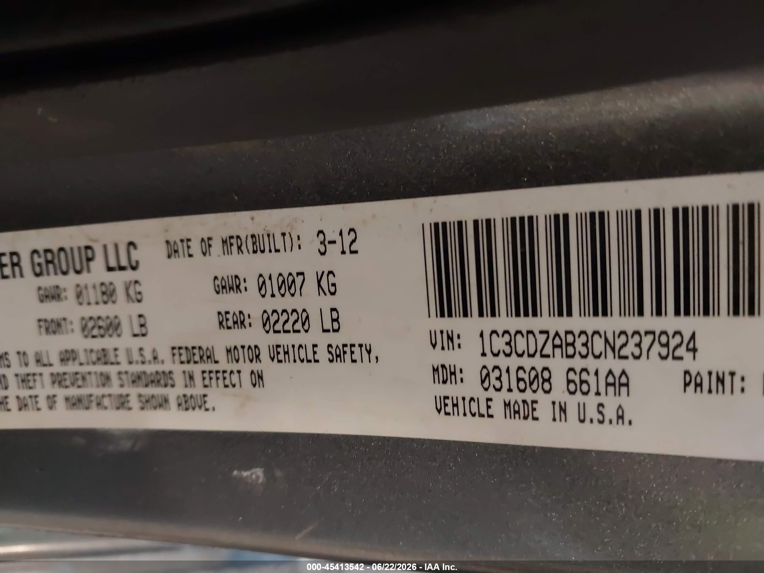 2012 Dodge Avenger Se Gray vin: 1C3CDZAB3CN237924