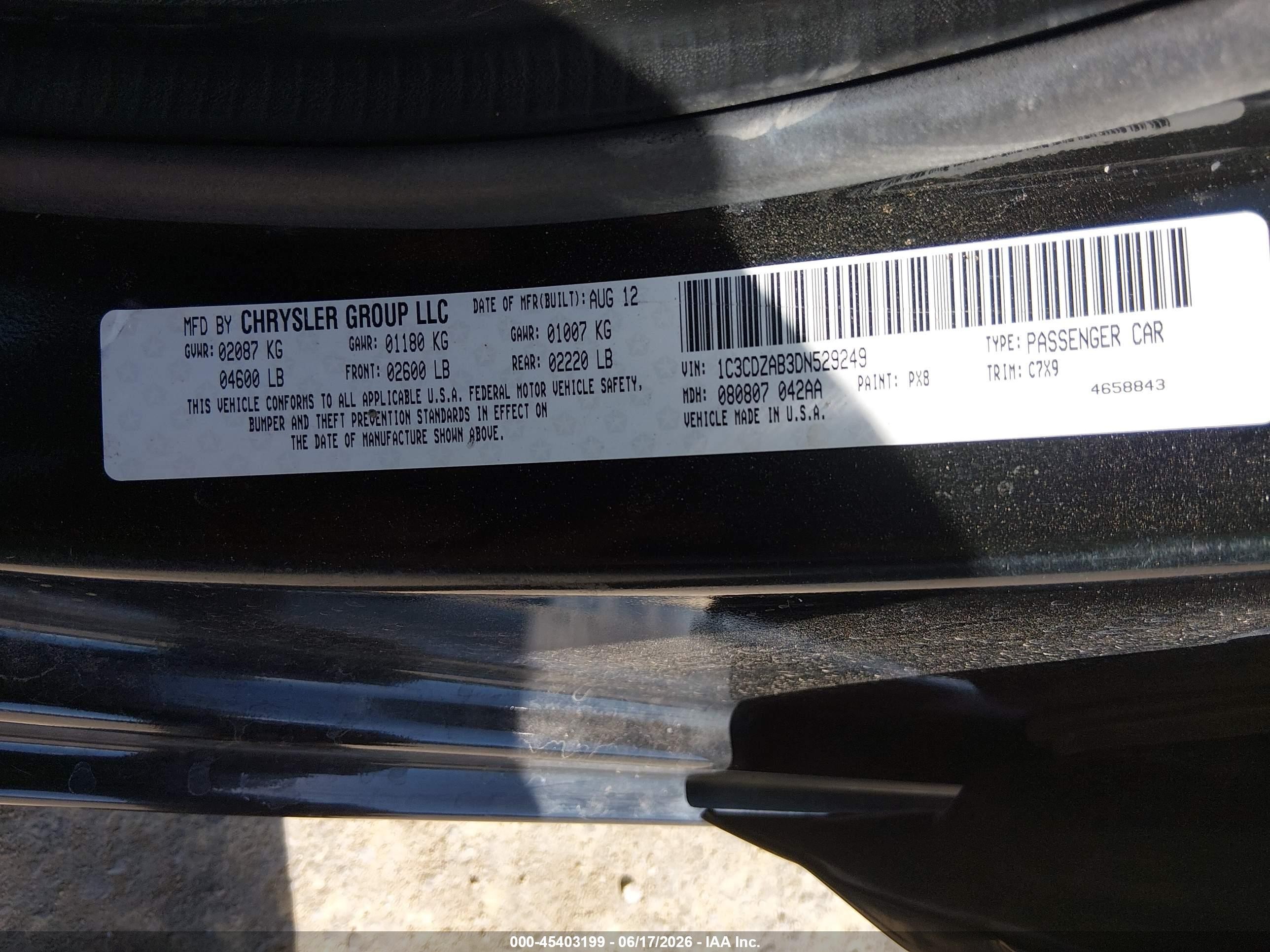 2013 Dodge Avenger Se Черный vin: 1C3CDZAB3DN529249