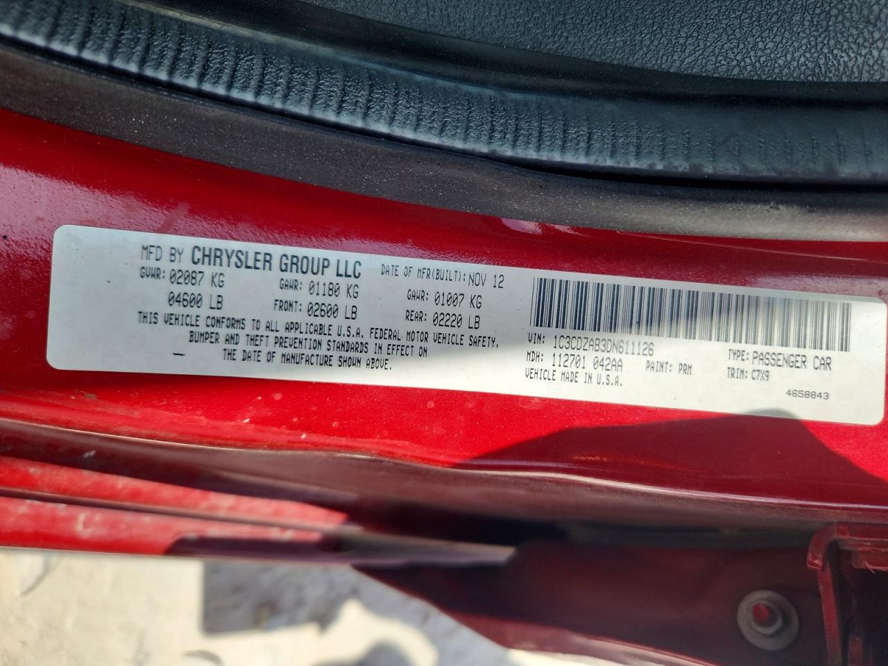 2013 Dodge Avenger Se Red vin: 1C3CDZAB3DN611126
