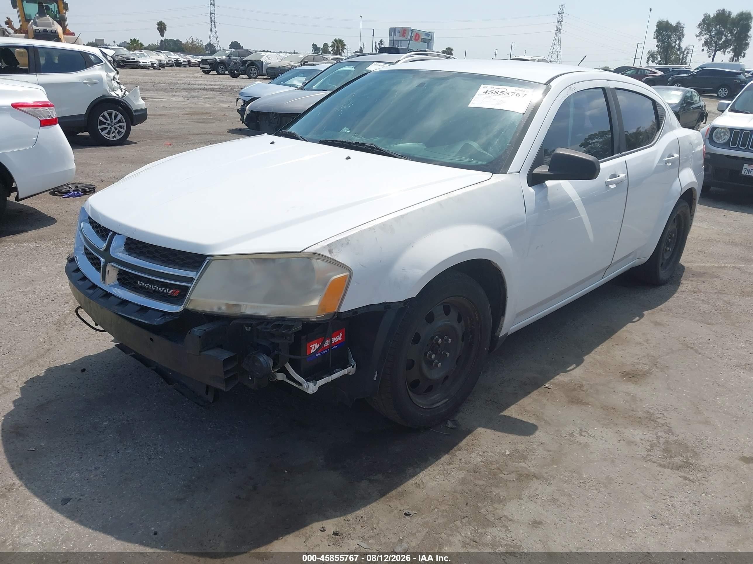 2013 Dodge Avenger Se White vin: 1C3CDZAB3DN626919