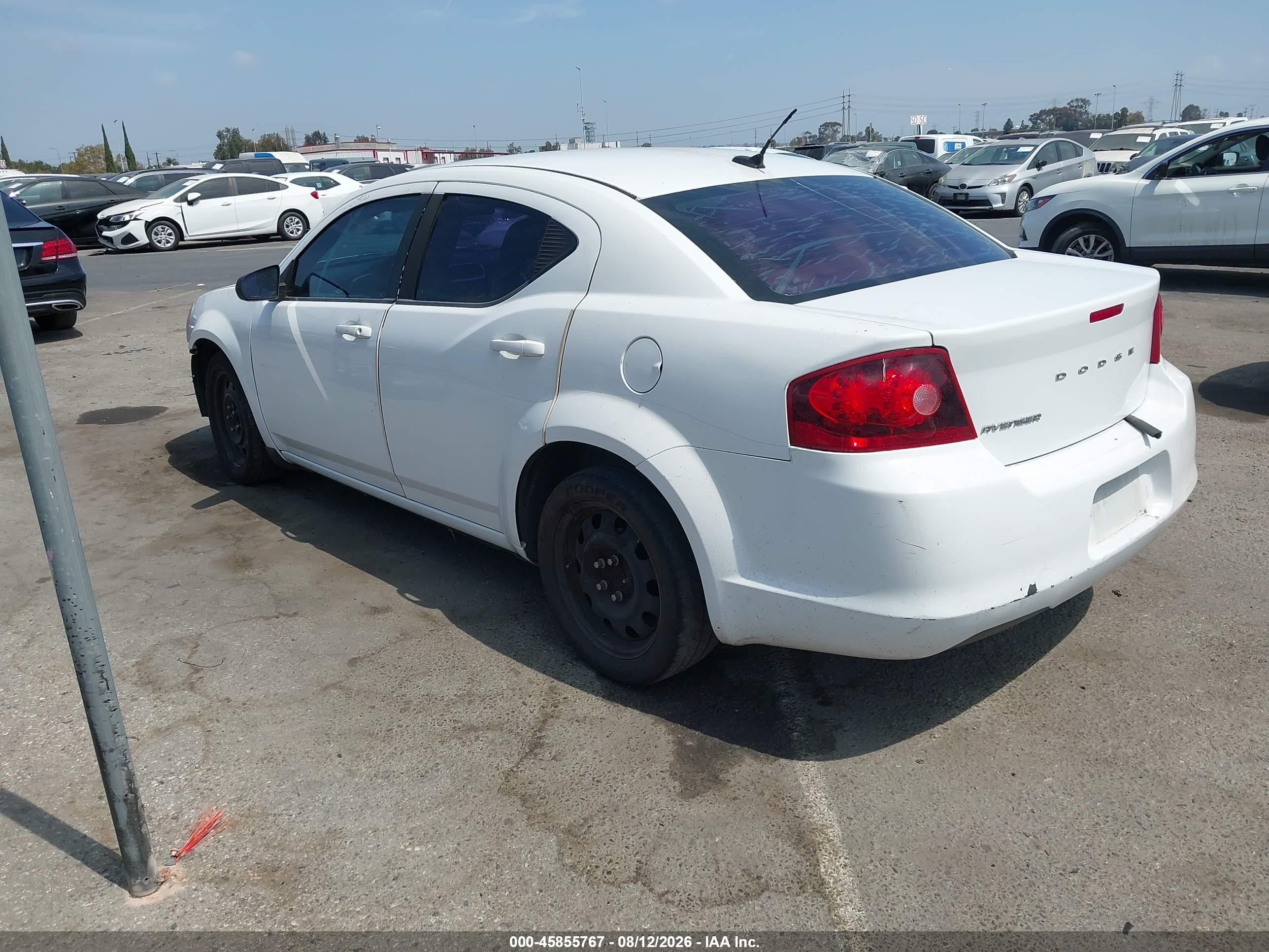 2013 Dodge Avenger Se White vin: 1C3CDZAB3DN626919
