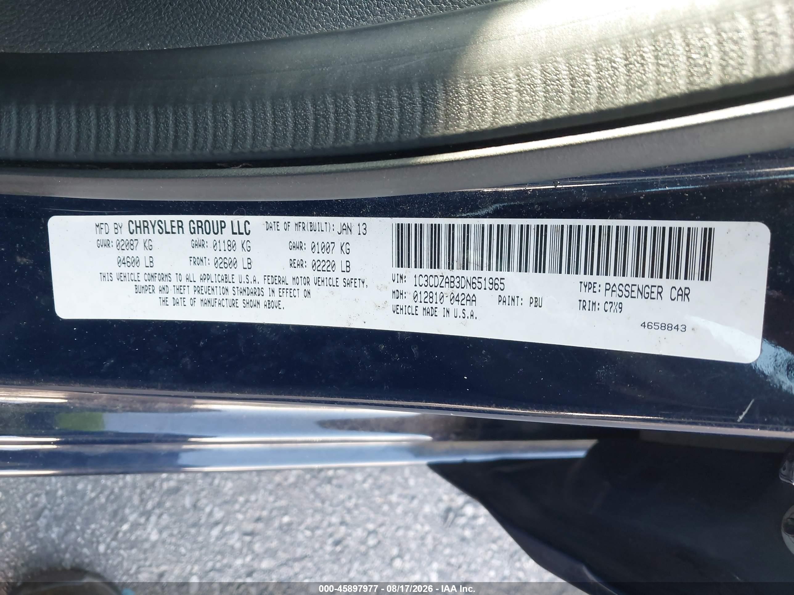 2013 Dodge Avenger Se Dark Blue vin: 1C3CDZAB3DN651965