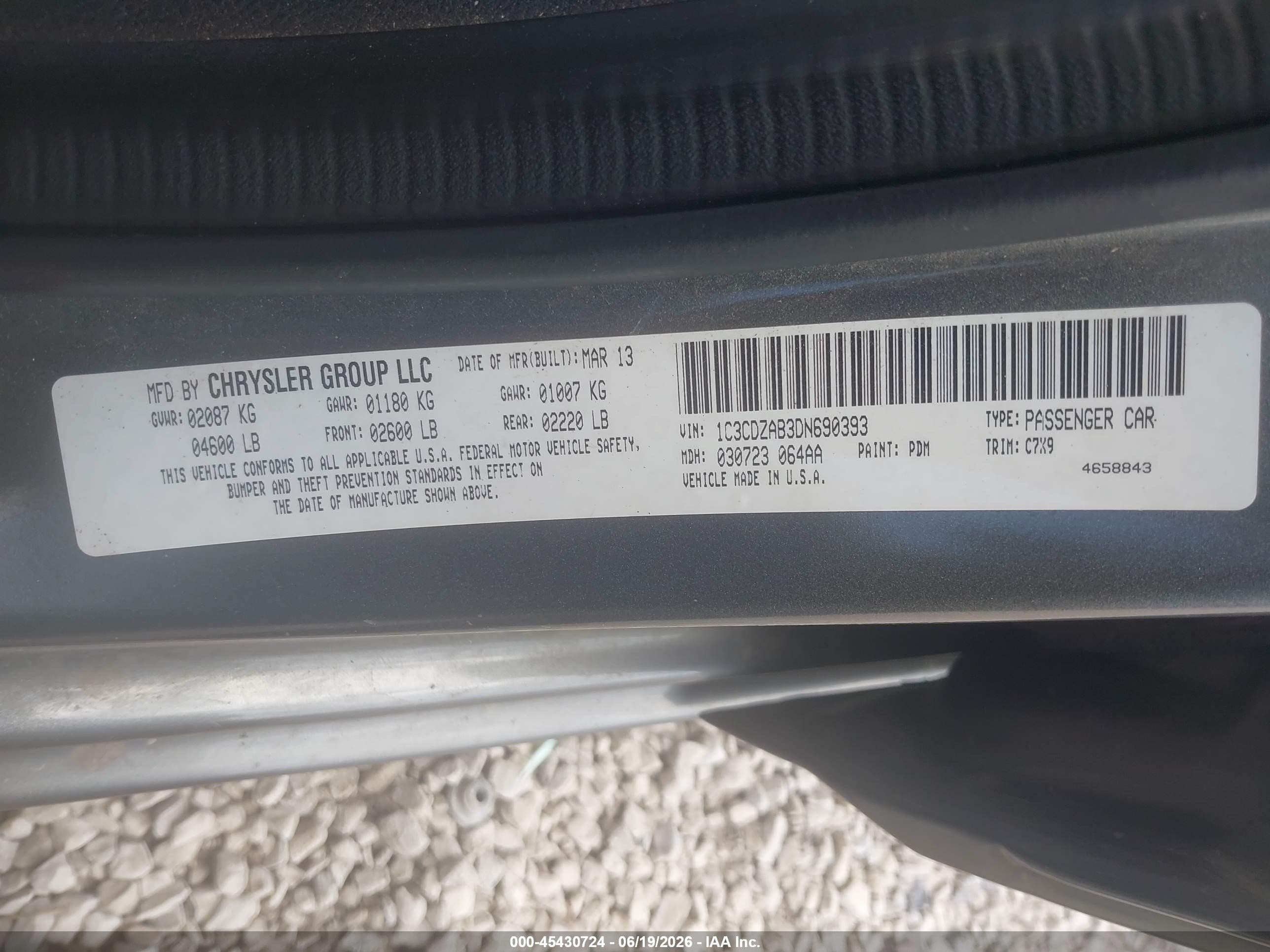 2013 Dodge Avenger Se Серый vin: 1C3CDZAB3DN690393