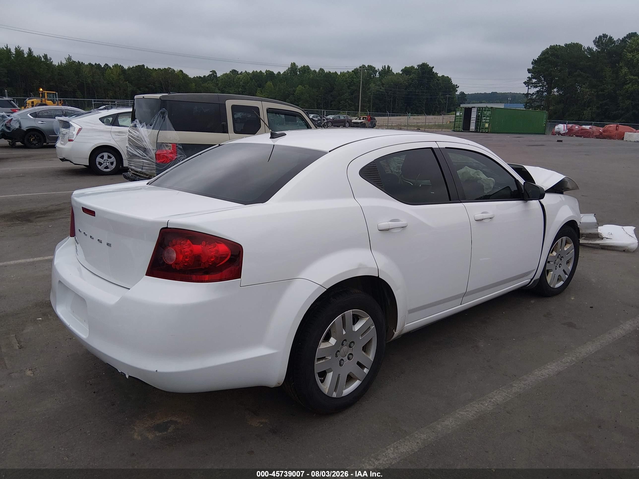 2014 Dodge Avenger Se White vin: 1C3CDZAB3EN170115