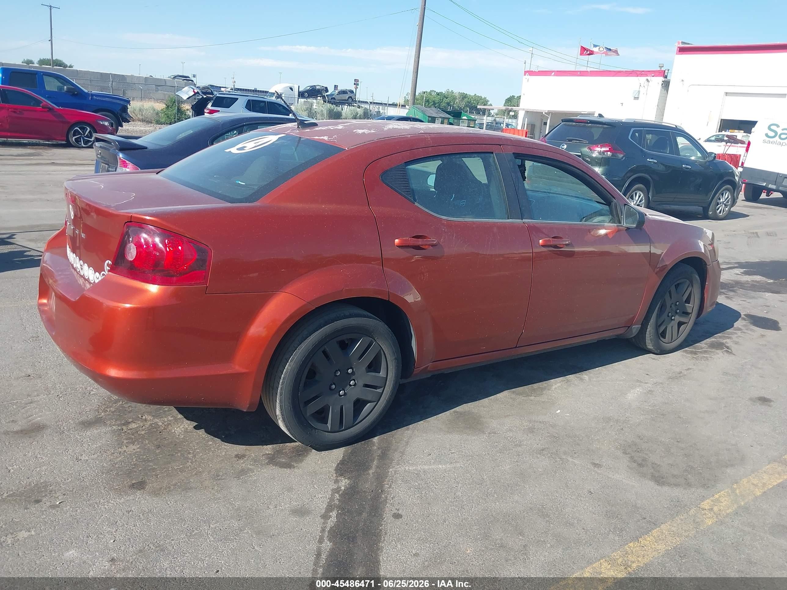 2012 Dodge Avenger Se Orange vin: 1C3CDZAB4CN182707