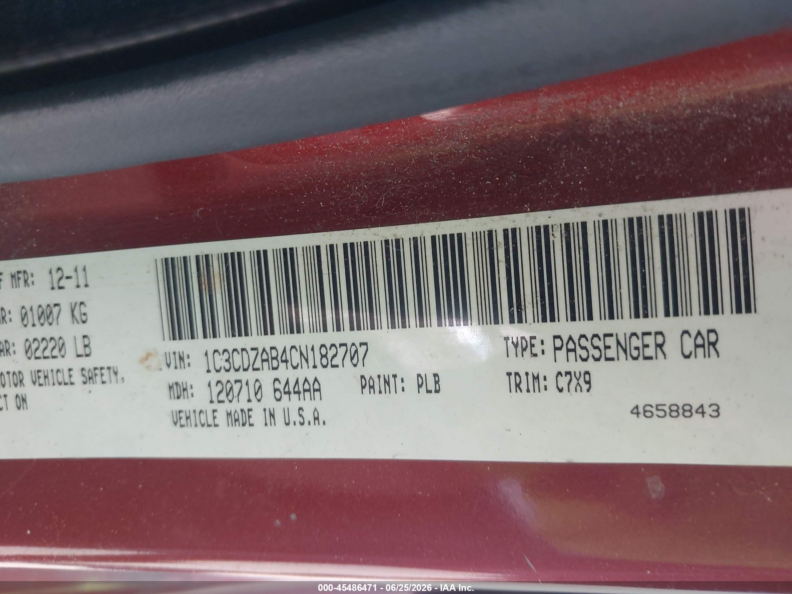 2012 Dodge Avenger Se Orange vin: 1C3CDZAB4CN182707