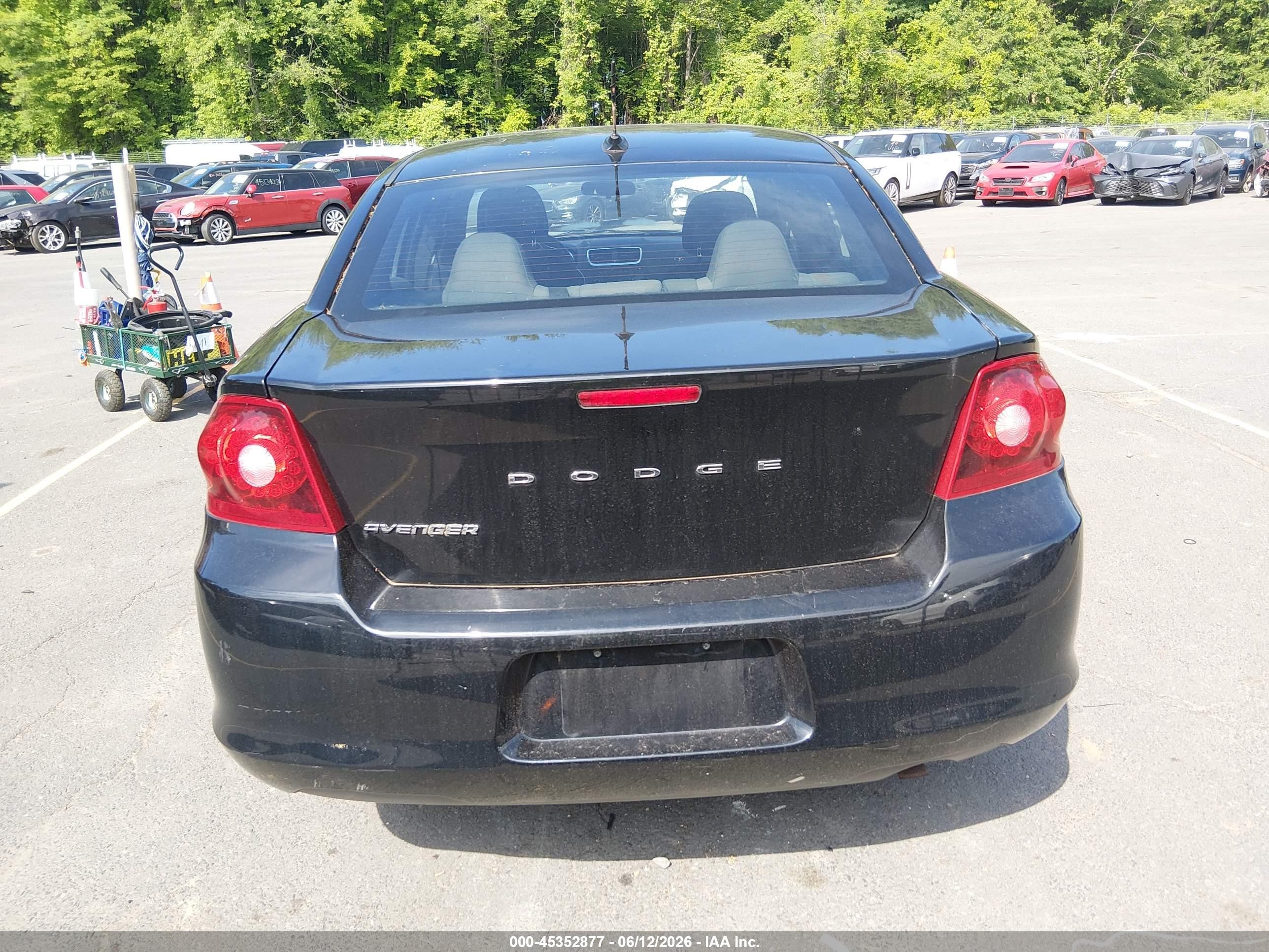 2012 Dodge Avenger Se Black vin: 1C3CDZAB4CN252657