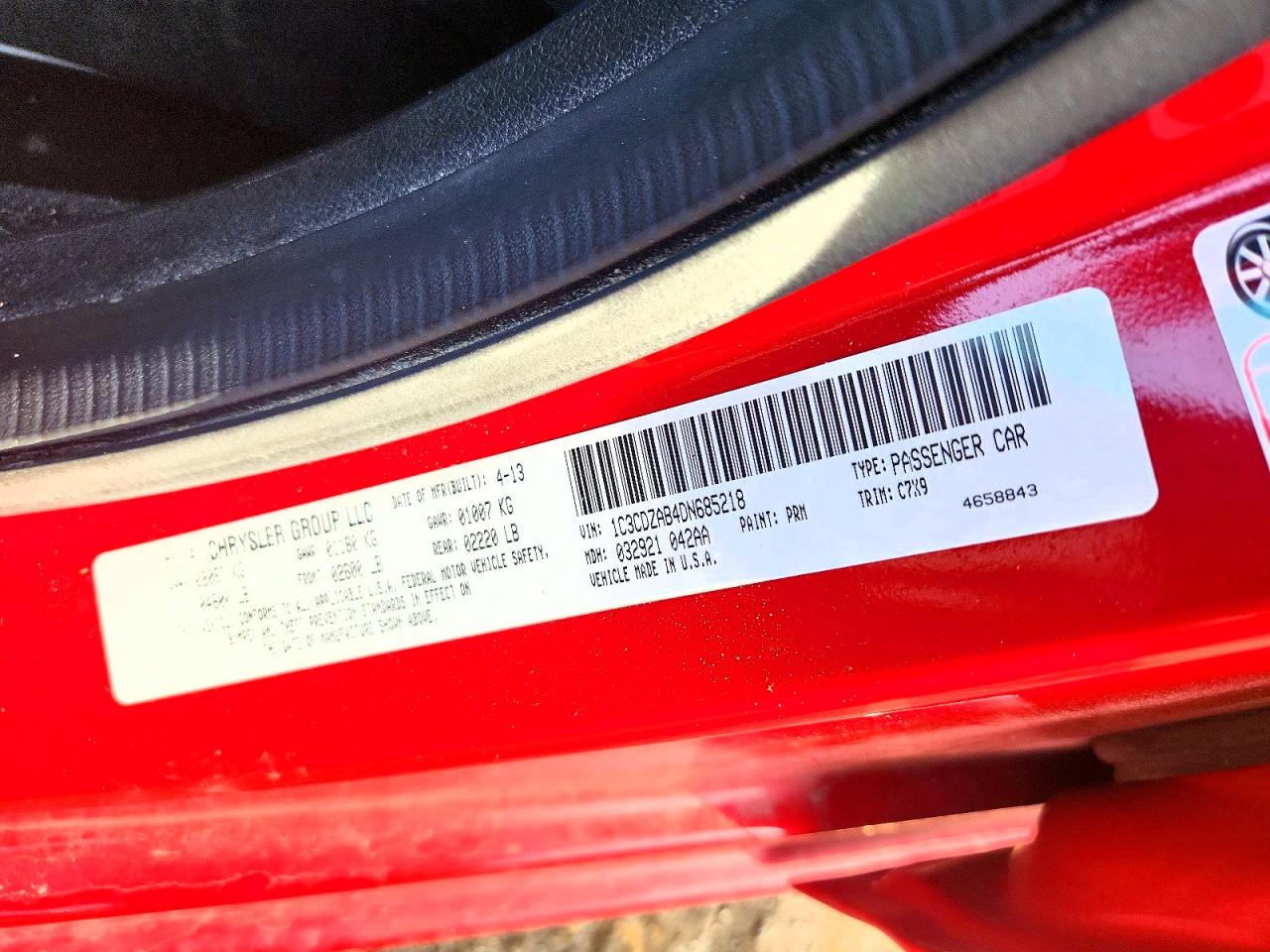 2013 Dodge Avenger Se Red vin: 1C3CDZAB4DN685218