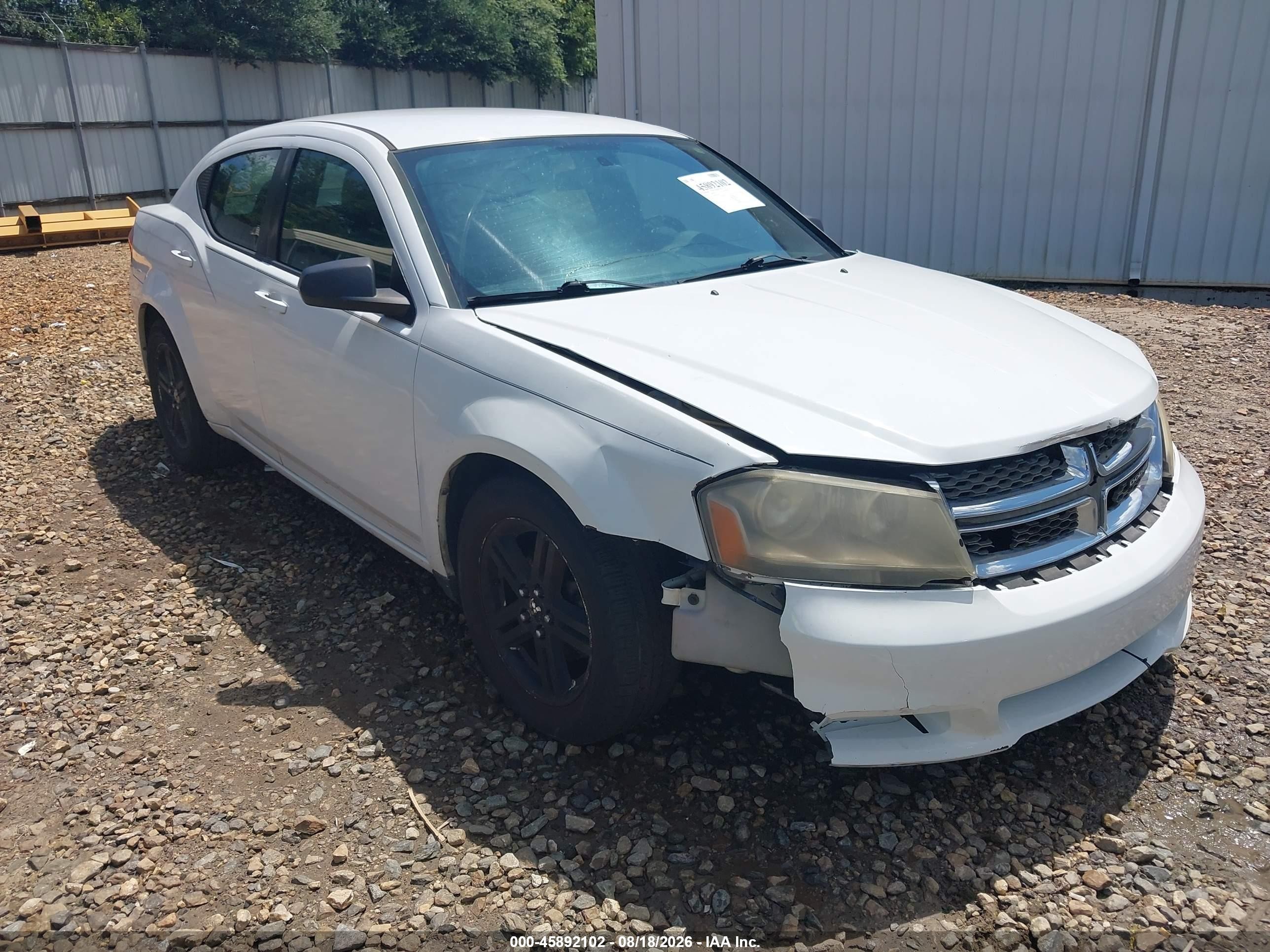 2014 Dodge Avenger Se White vin: 1C3CDZAB4EN215305