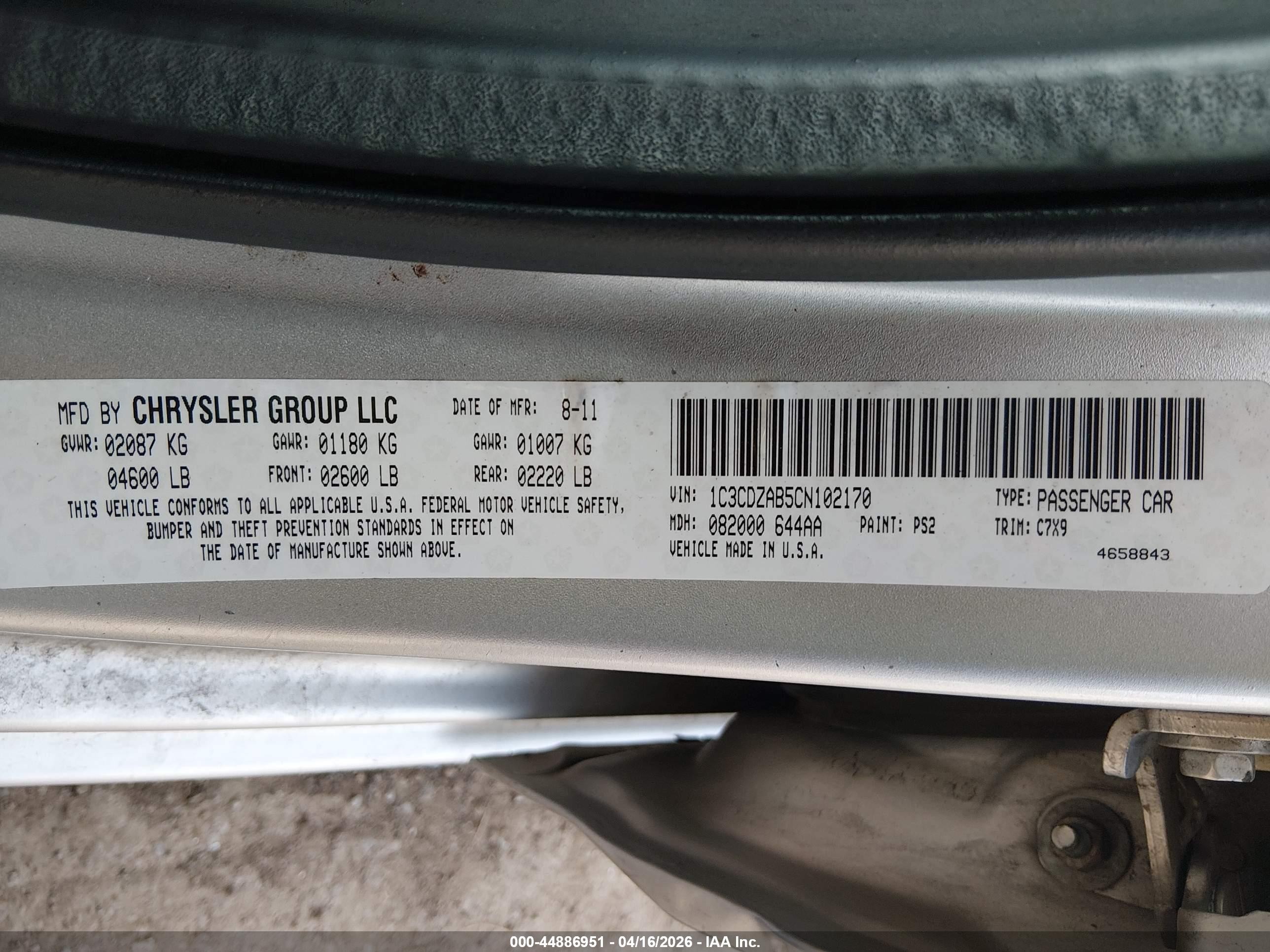 2012 Dodge Avenger Se Silver vin: 1C3CDZAB5CN102170