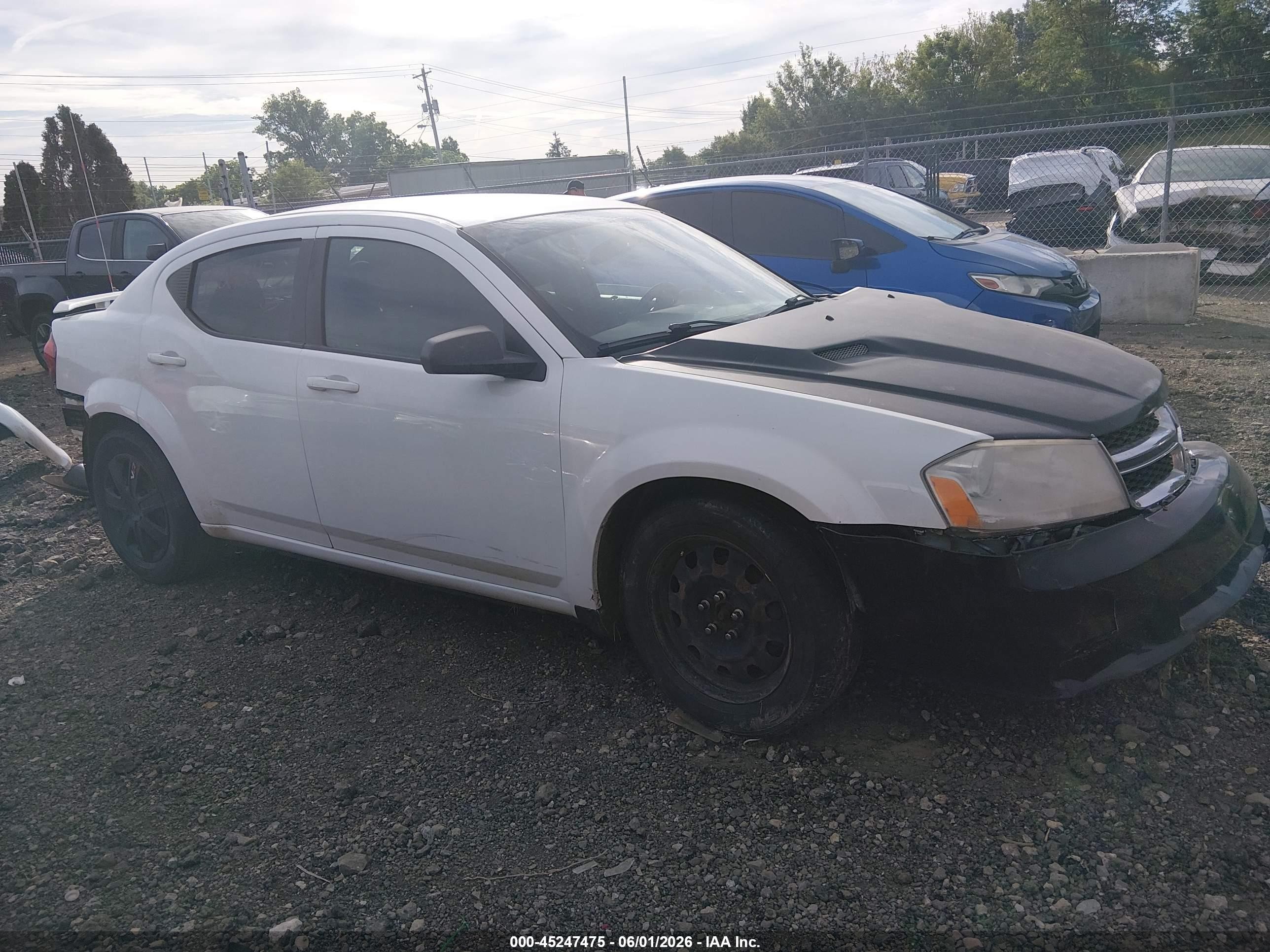 2012 Dodge Avenger Se White vin: 1C3CDZAB5CN110480