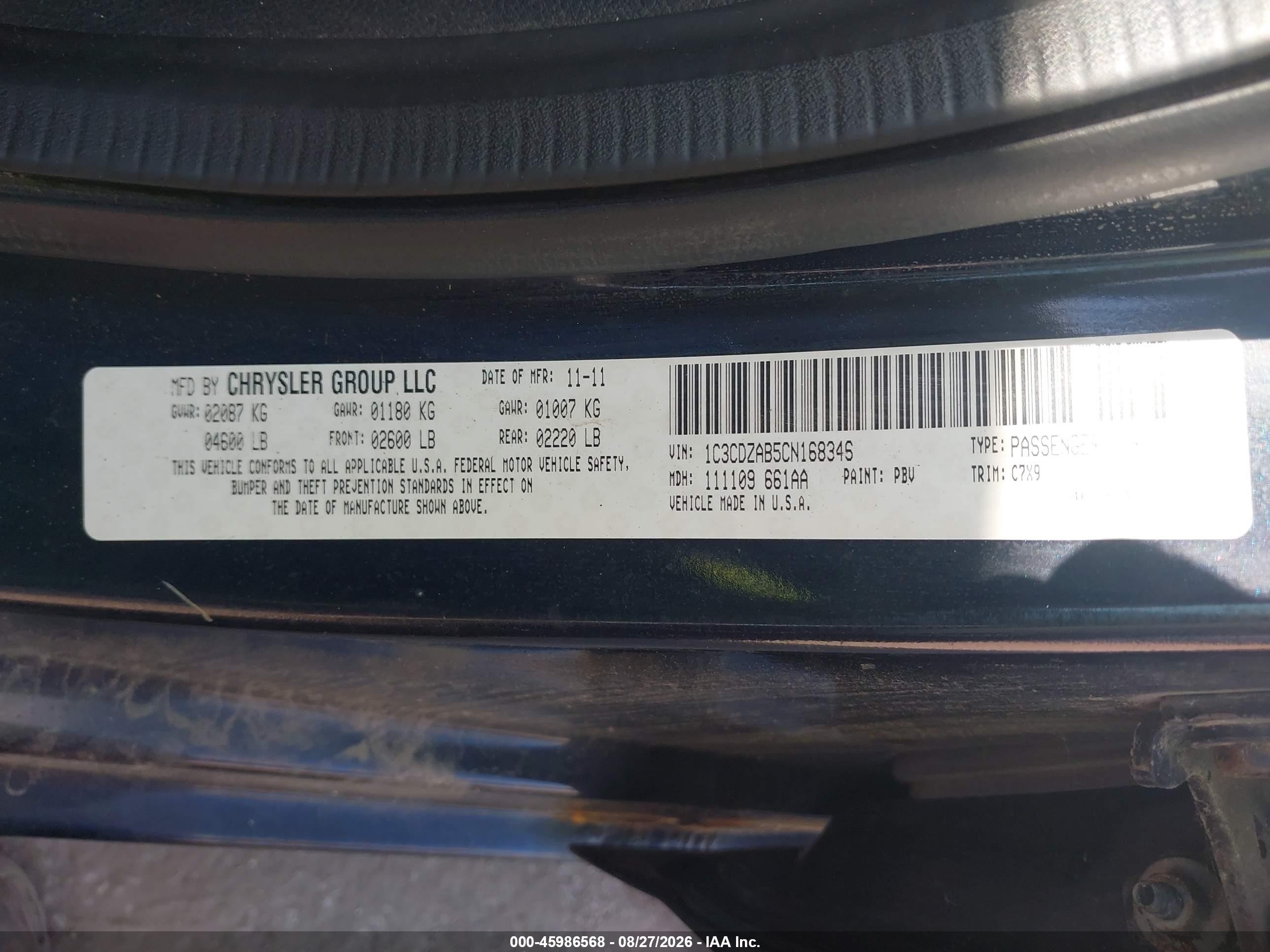 2012 Dodge Avenger Se Black vin: 1C3CDZAB5CN168346