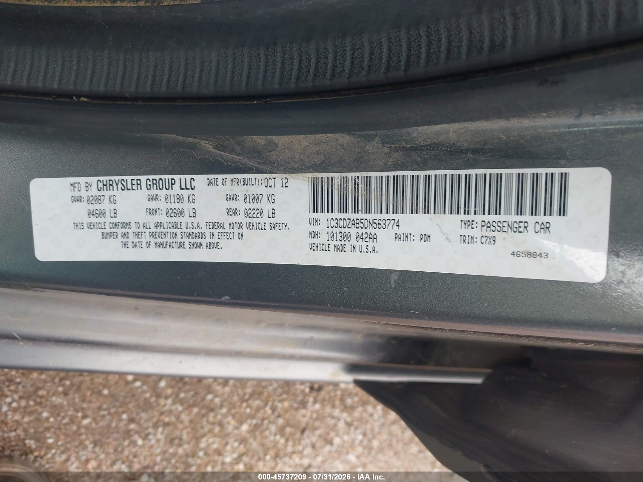 2013 Dodge Avenger Se Gray vin: 1C3CDZAB5DN563774