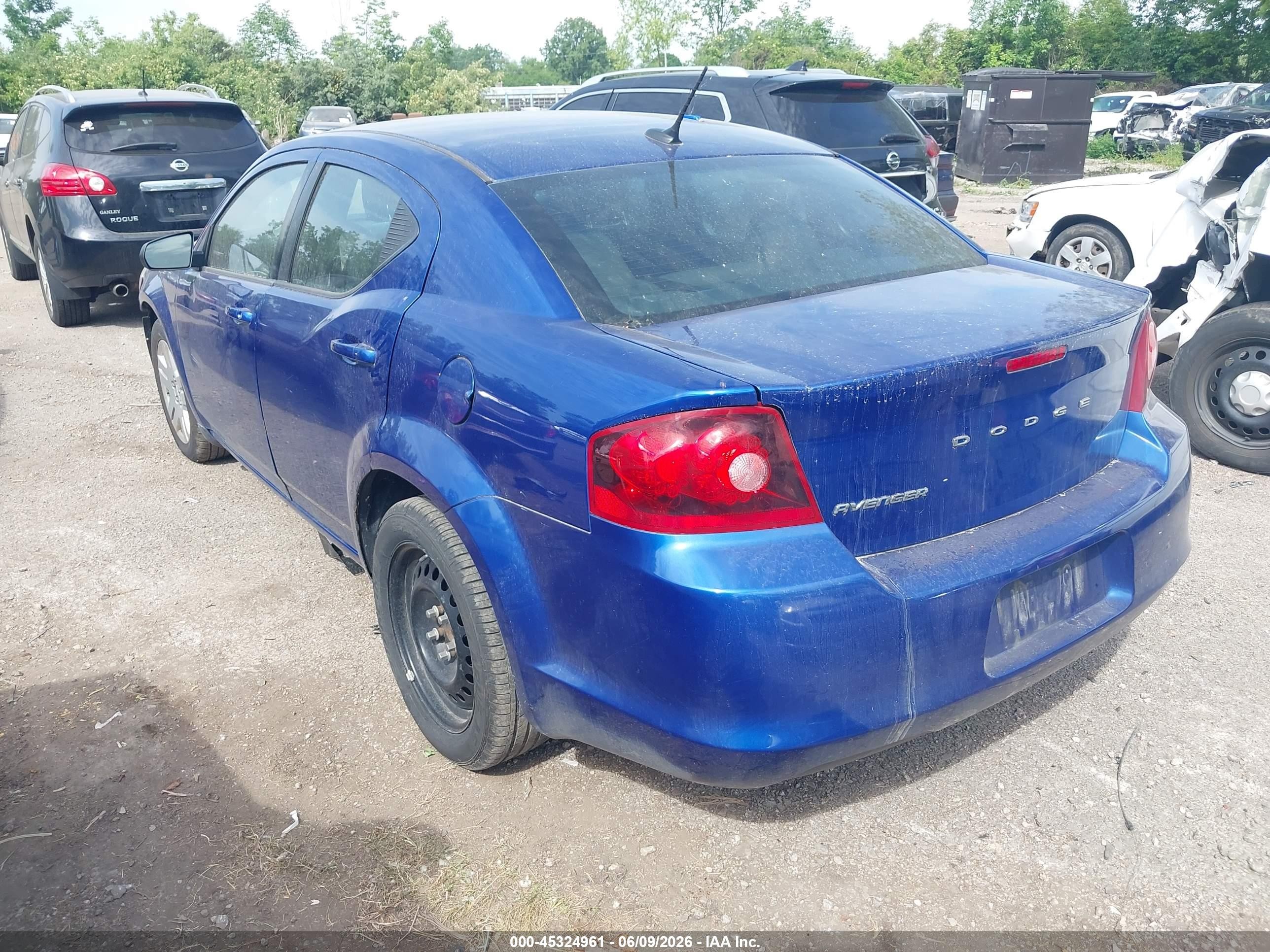 2013 Dodge Avenger Se Blue vin: 1C3CDZAB5DN755776