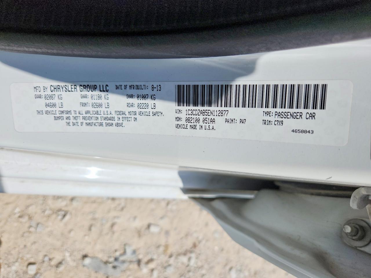 2014 Dodge Avenger Se Белый vin: 1C3CDZAB5EN112877