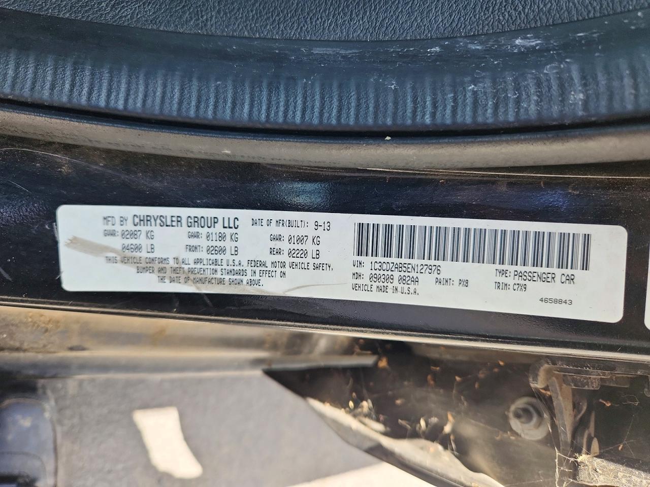 2014 Dodge Avenger Se Черный vin: 1C3CDZAB5EN127976