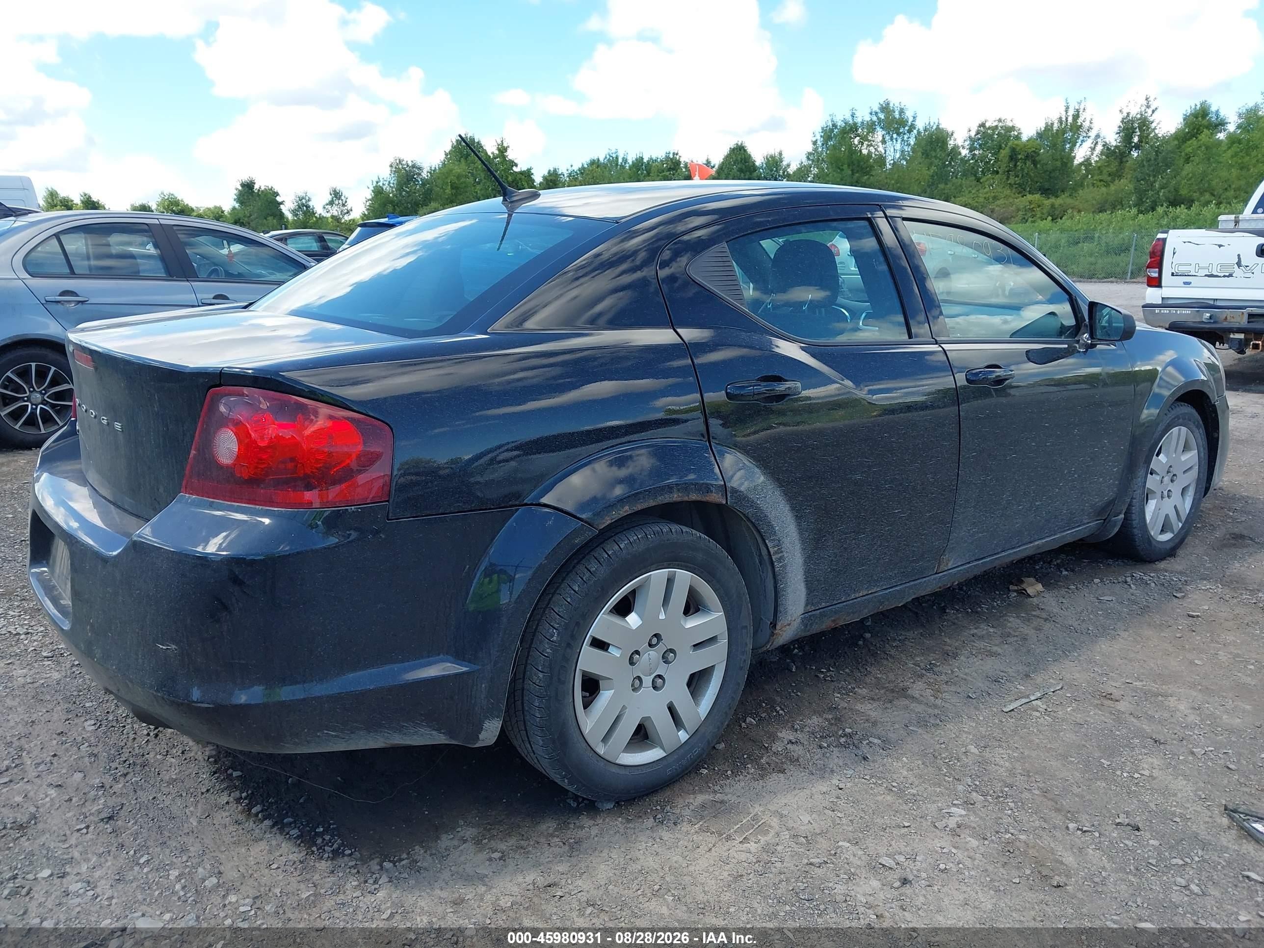 2013 Dodge Avenger Se Black vin: 1C3CDZAB6DN572743