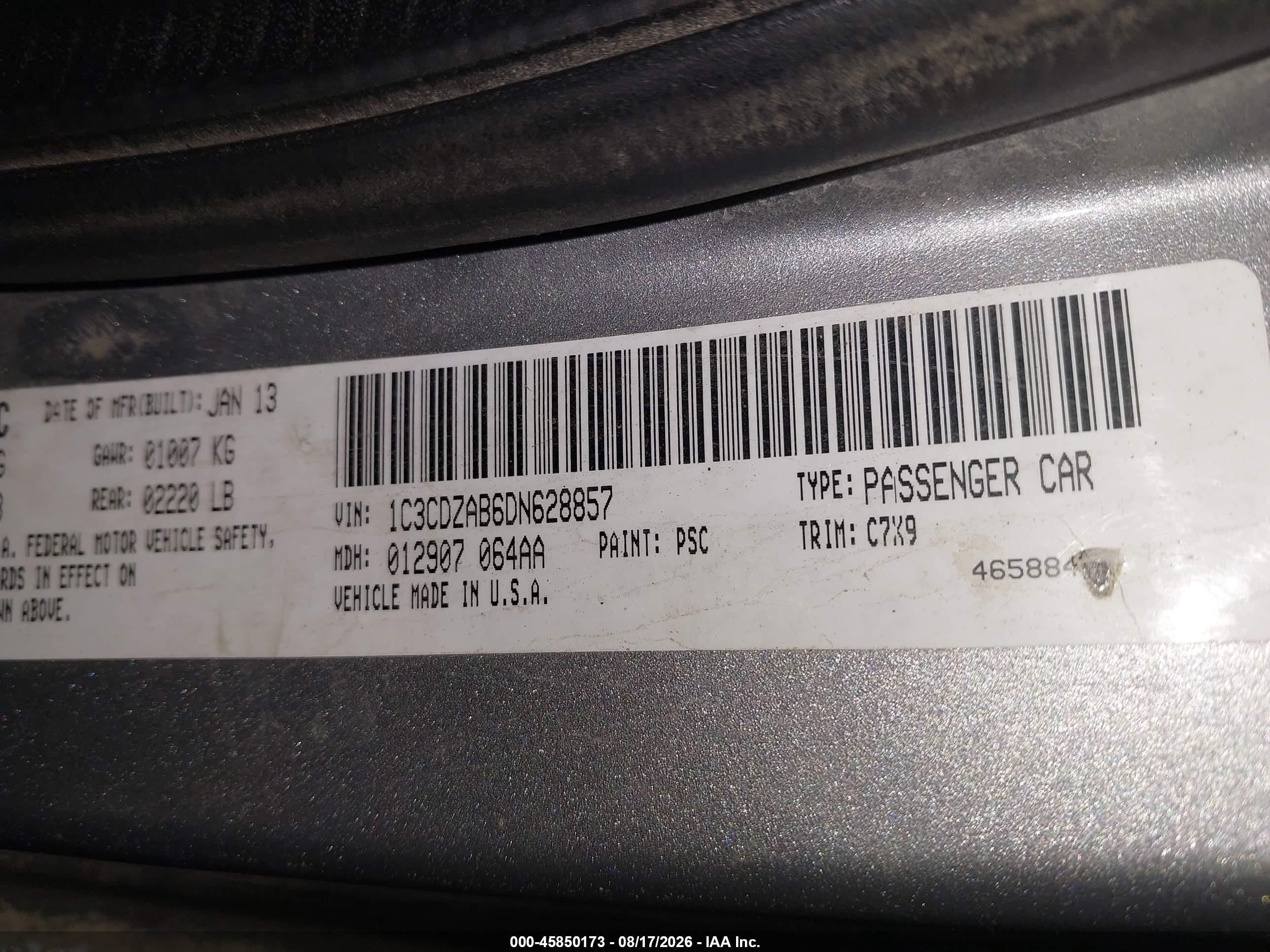 2013 Dodge Avenger Se Silver vin: 1C3CDZAB6DN628857